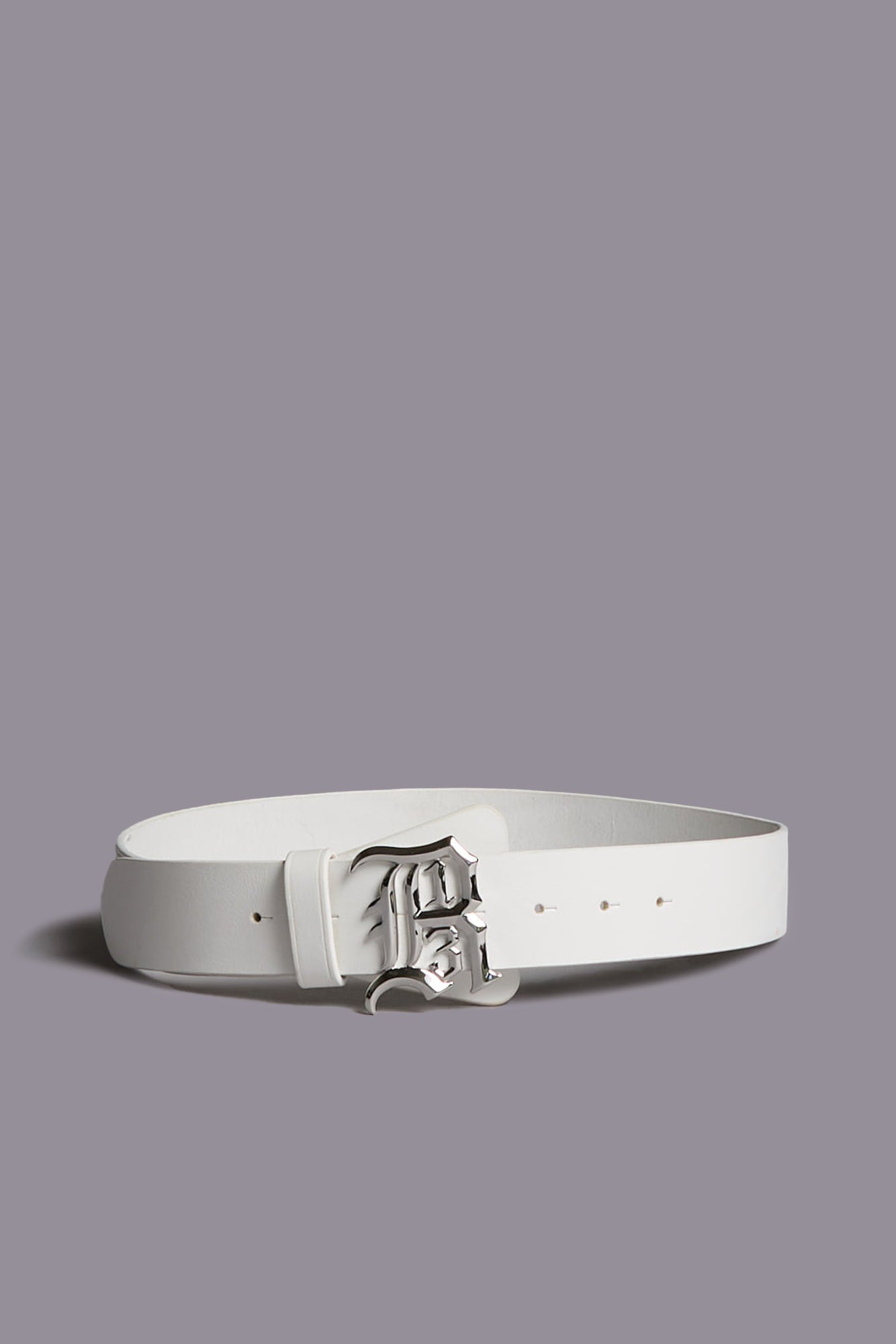 R13 Logo Buckle Belt - White With Silver - R13
