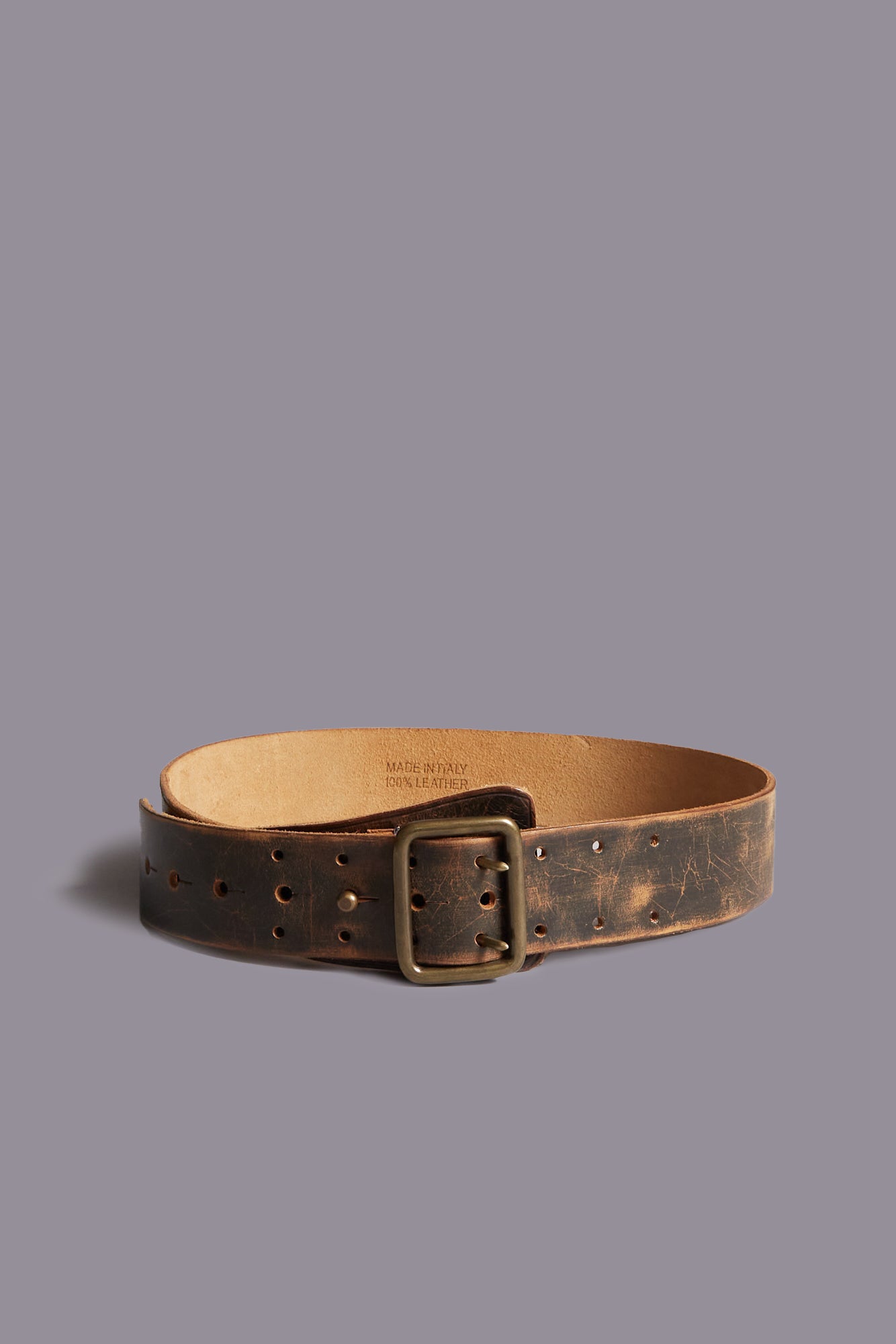 R13 MILITARY DOUBLE PRONG BELT - BROWN - R13