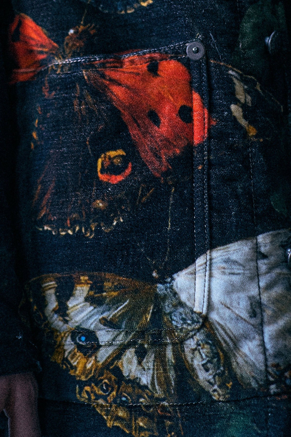 Relaxed Chore Jacket - Floral Butterfly On Black - R13