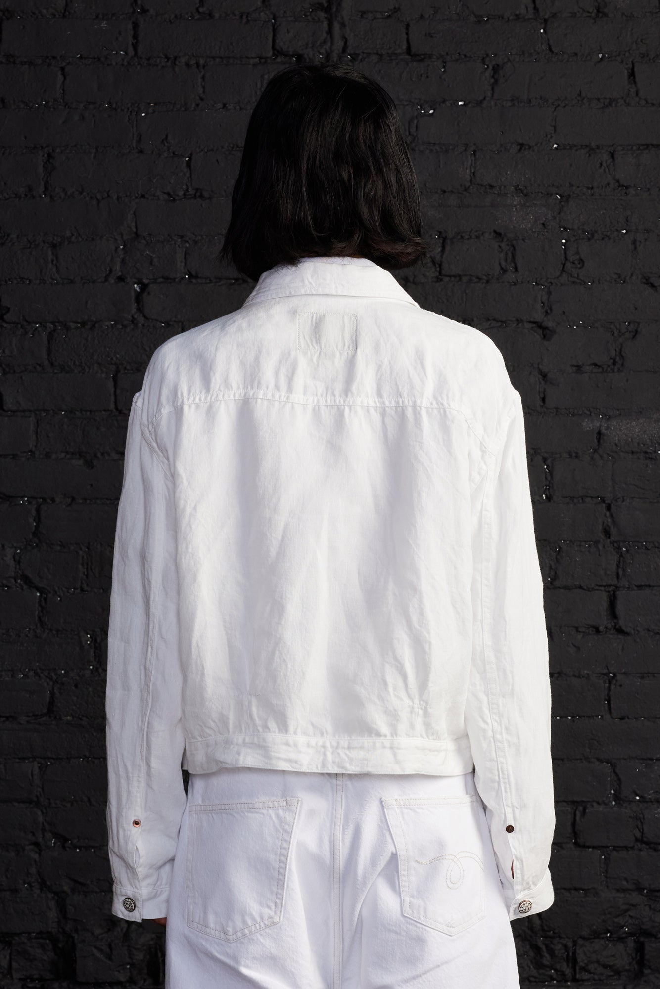 Relaxed Pleated Trucker Jacket - White - R13