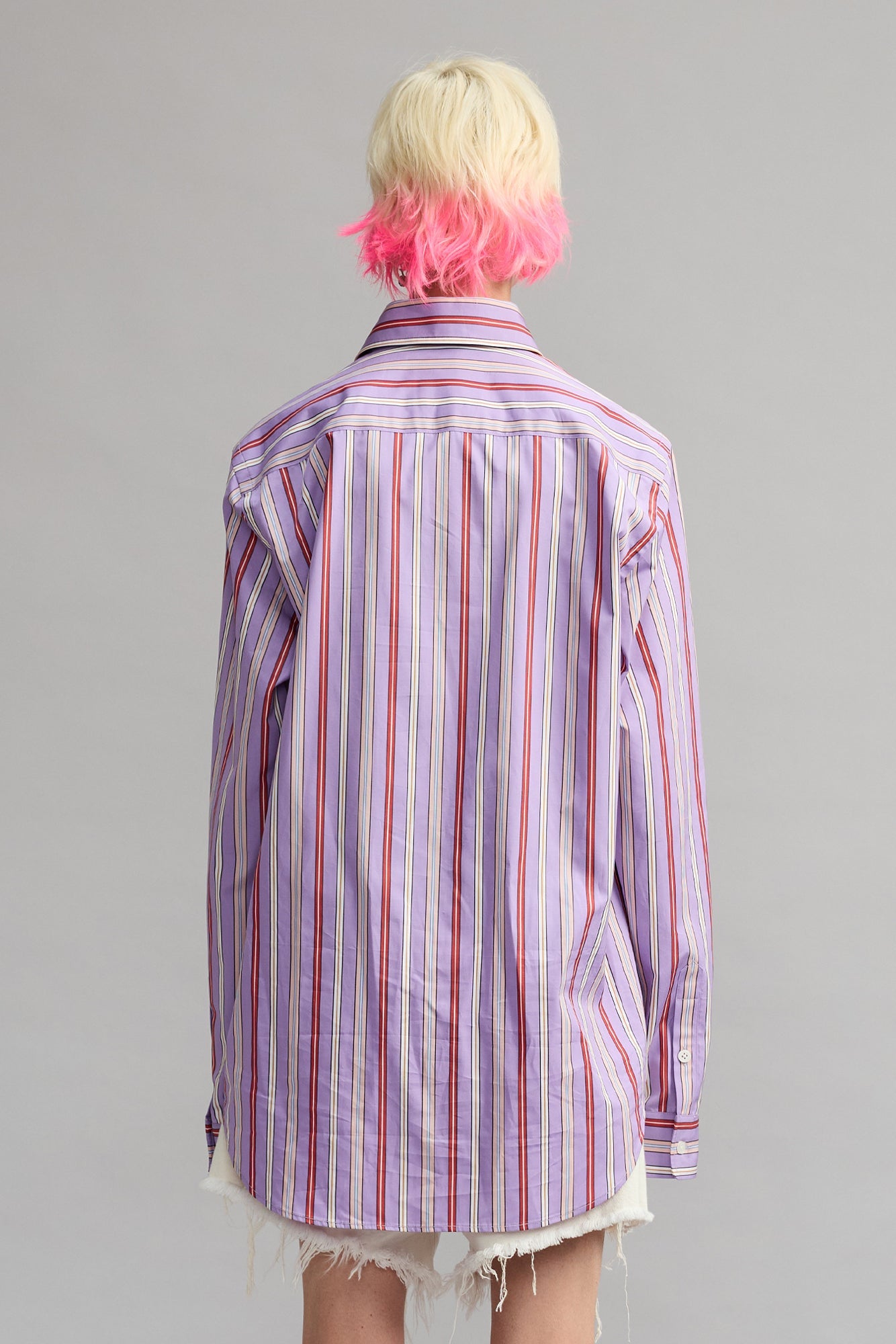 Relaxed Shirt With Oversized Collar - Purple Funky Stripe Multi - R13