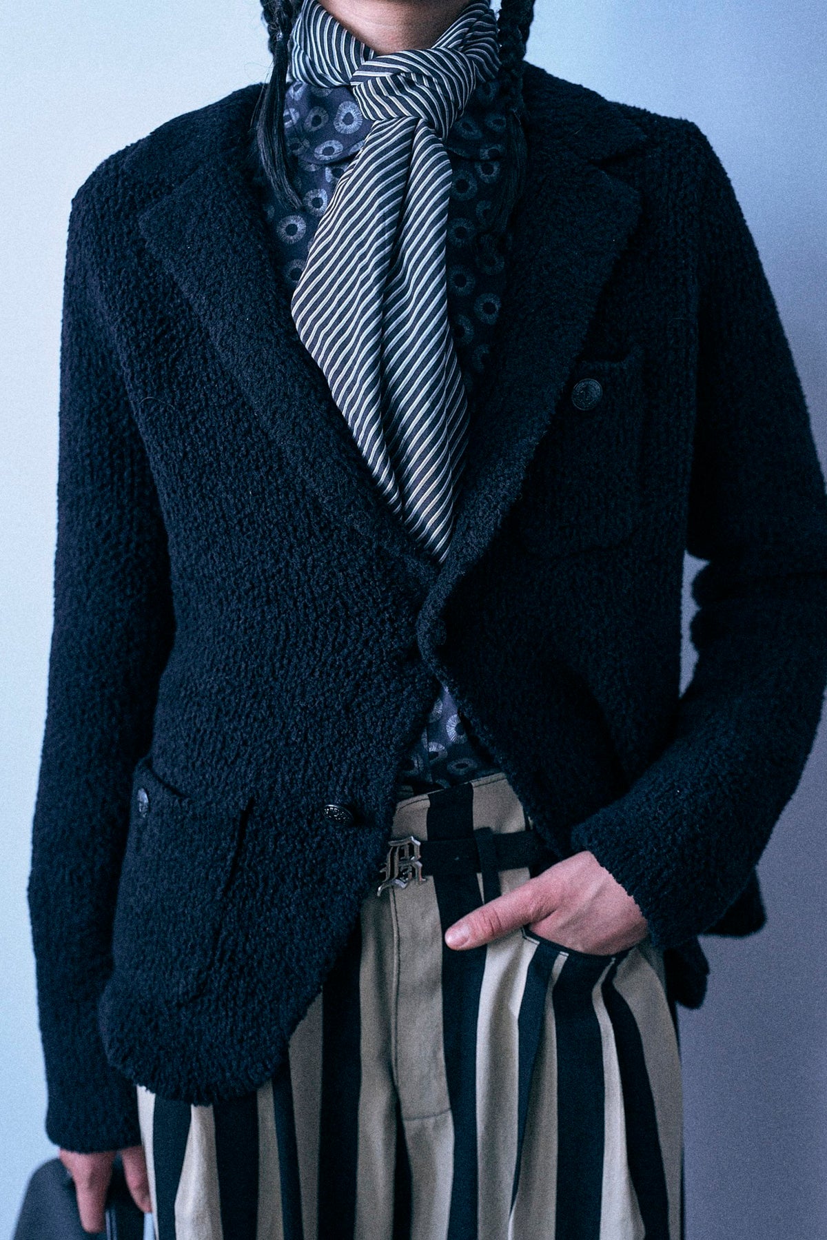 Shrunken Sweater Blazer - Black Boucle - R13