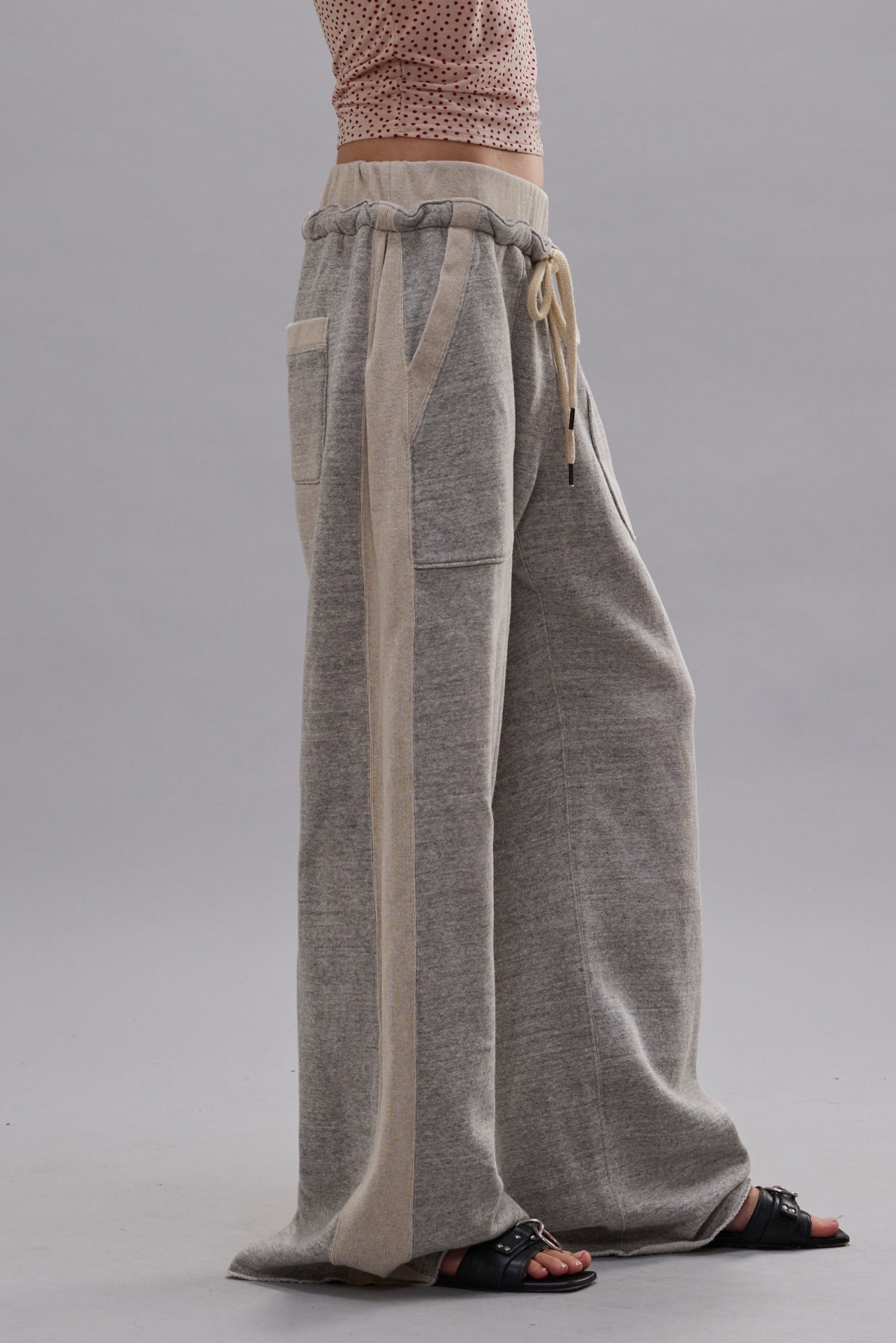 SIDE INSERT SWEATPANT - HEATHER GREY W/ OATMEAL - R13