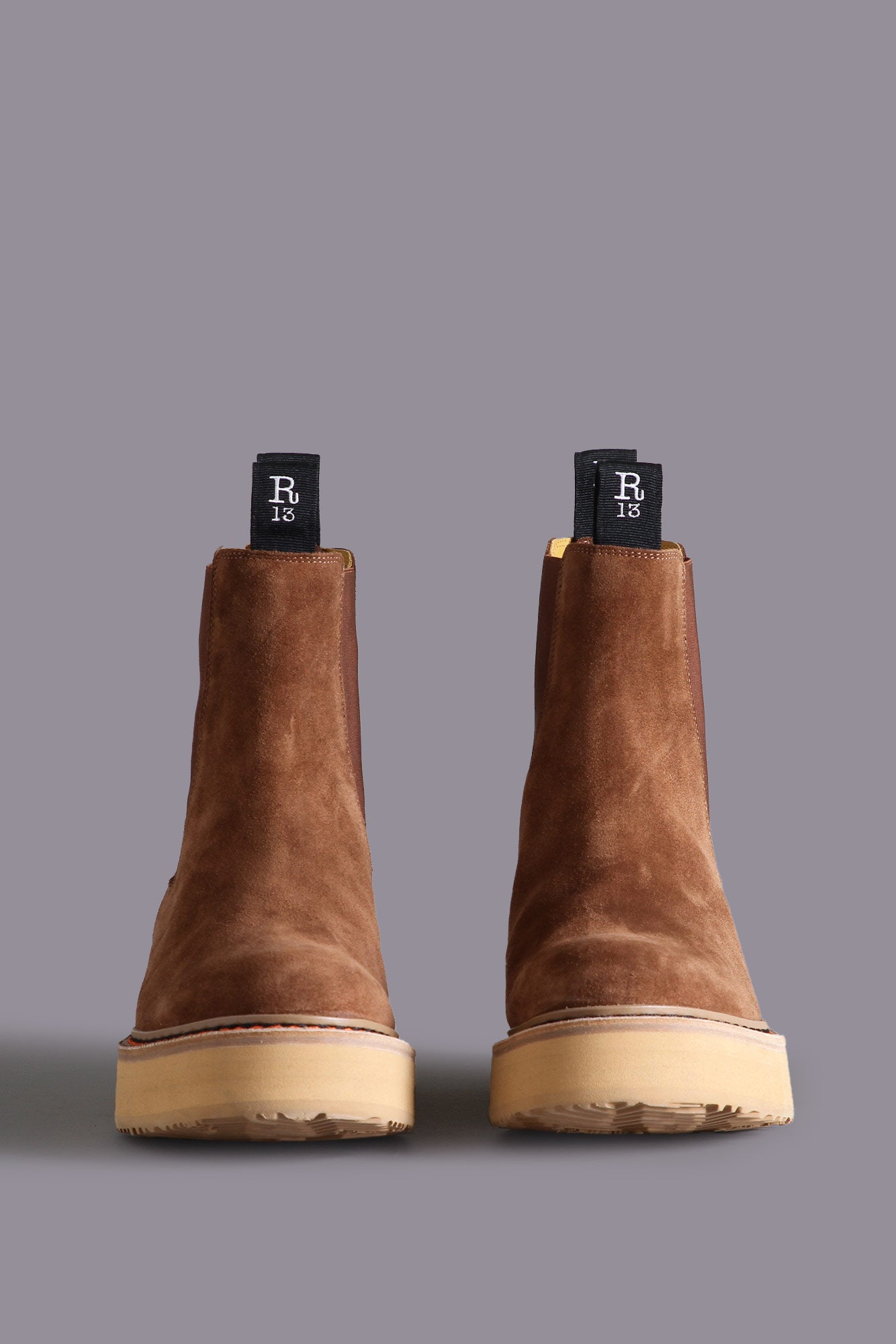 SINGLE STACK CHELSEA BOOT - BROWN SUEDE - R13