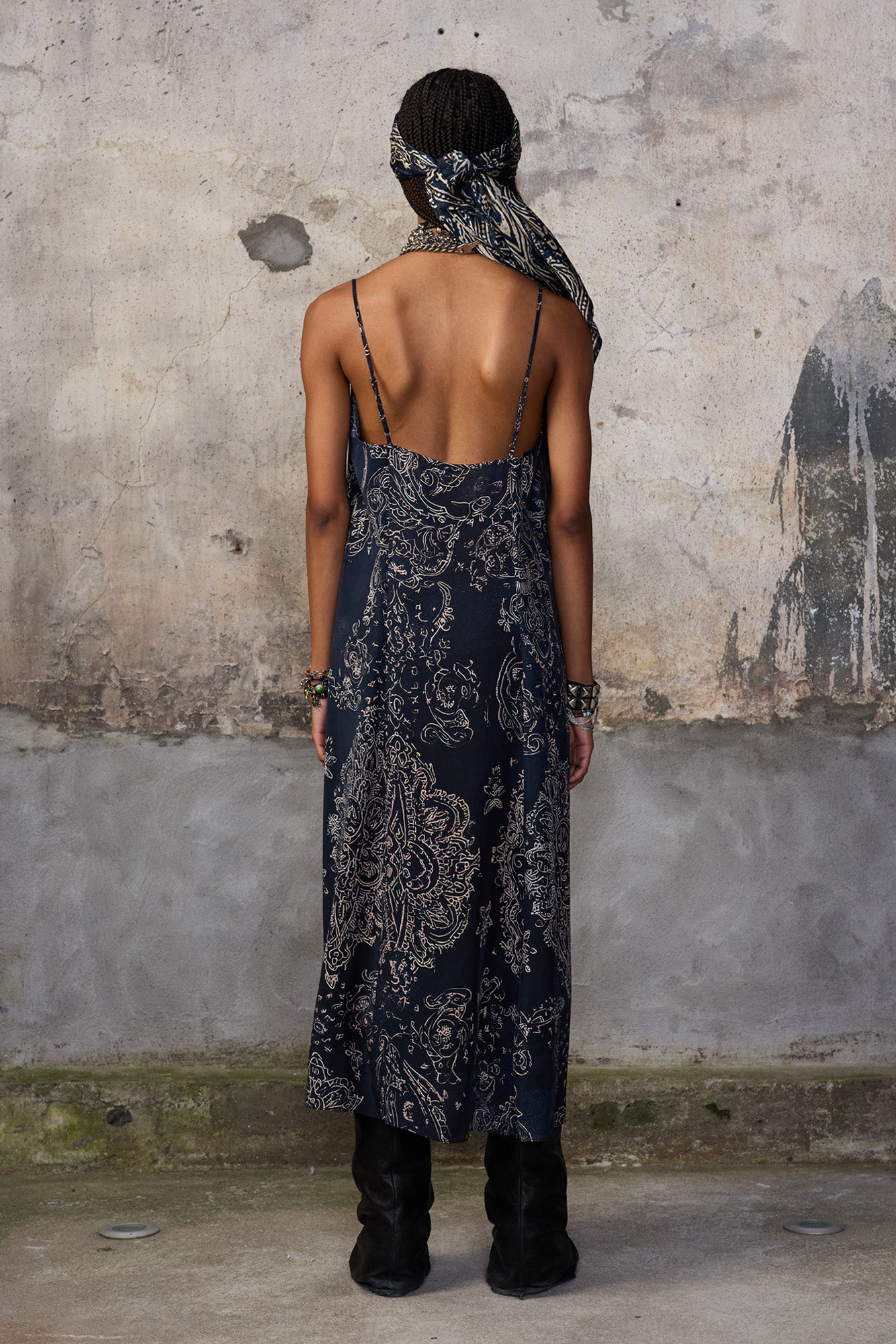 SLIP DRESS - BLUE MEDALLION PRINT - R13