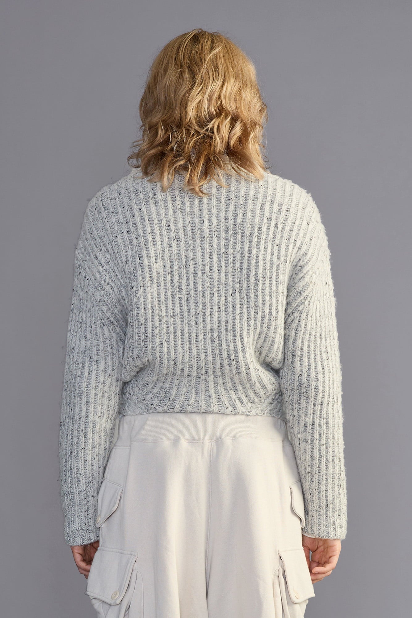 Split Hem Ribbed Cardigan - Light Heather Grey - R13