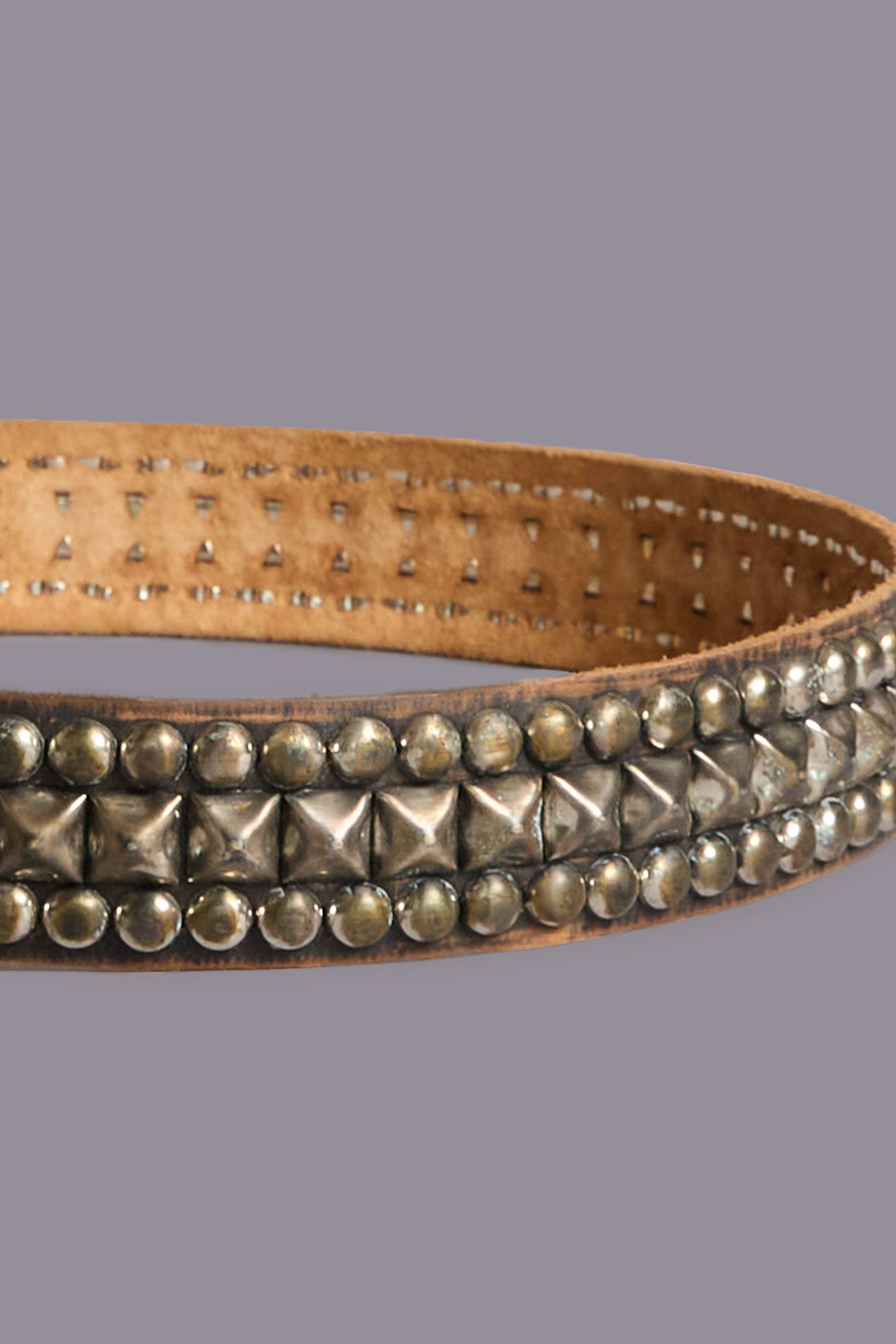 STUDDED R13 LOGO BUCKLE BELT - BROWN - R13
