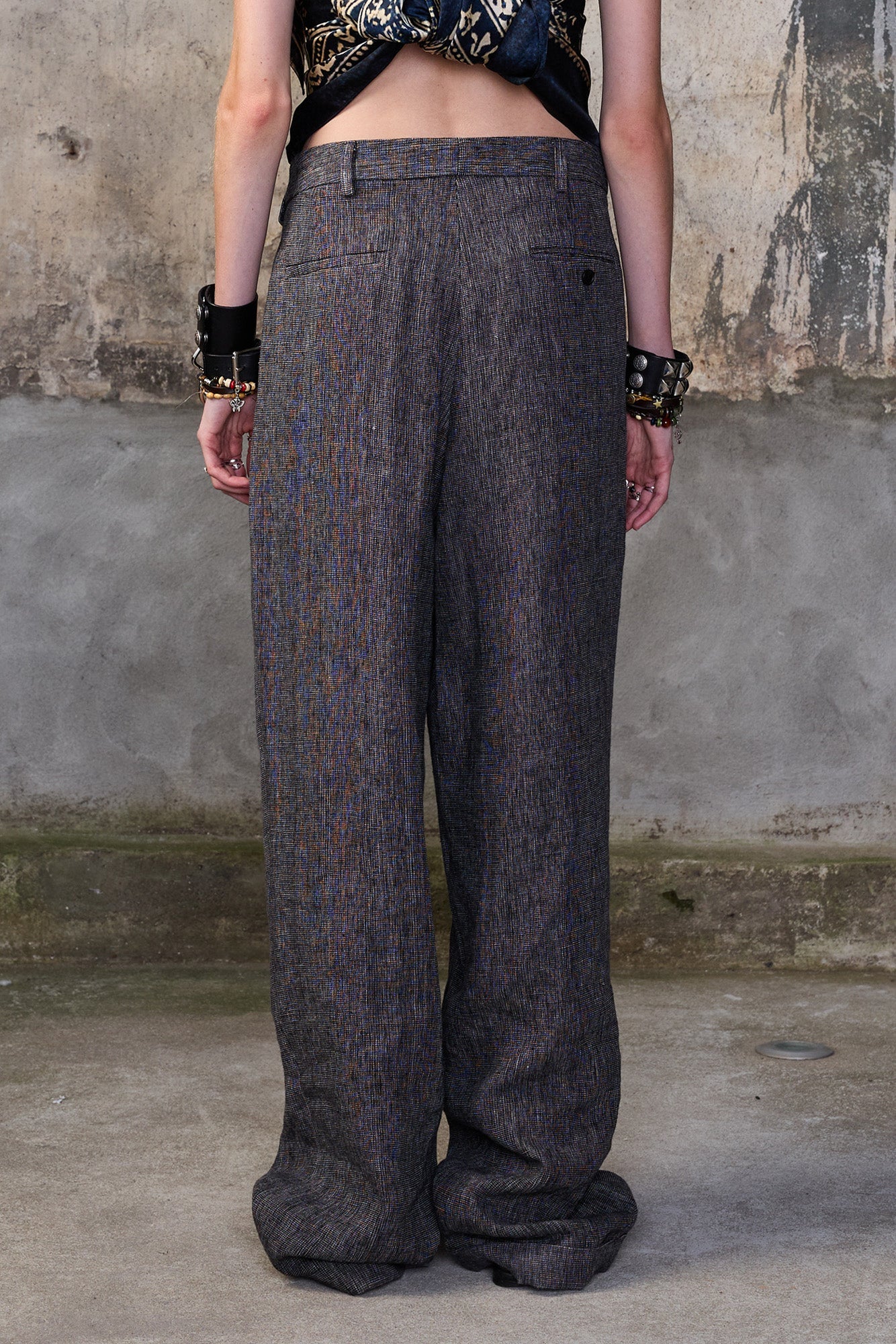 Triple Pleat Crossover Trouser - Dark Grey Stripe - R13