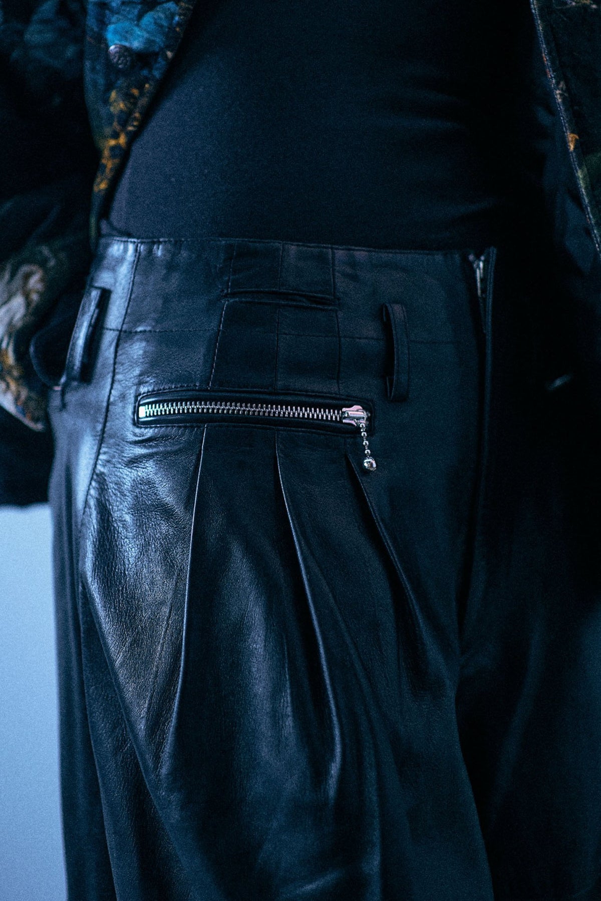 Triple Pleat Leather Culotte - Black - R13