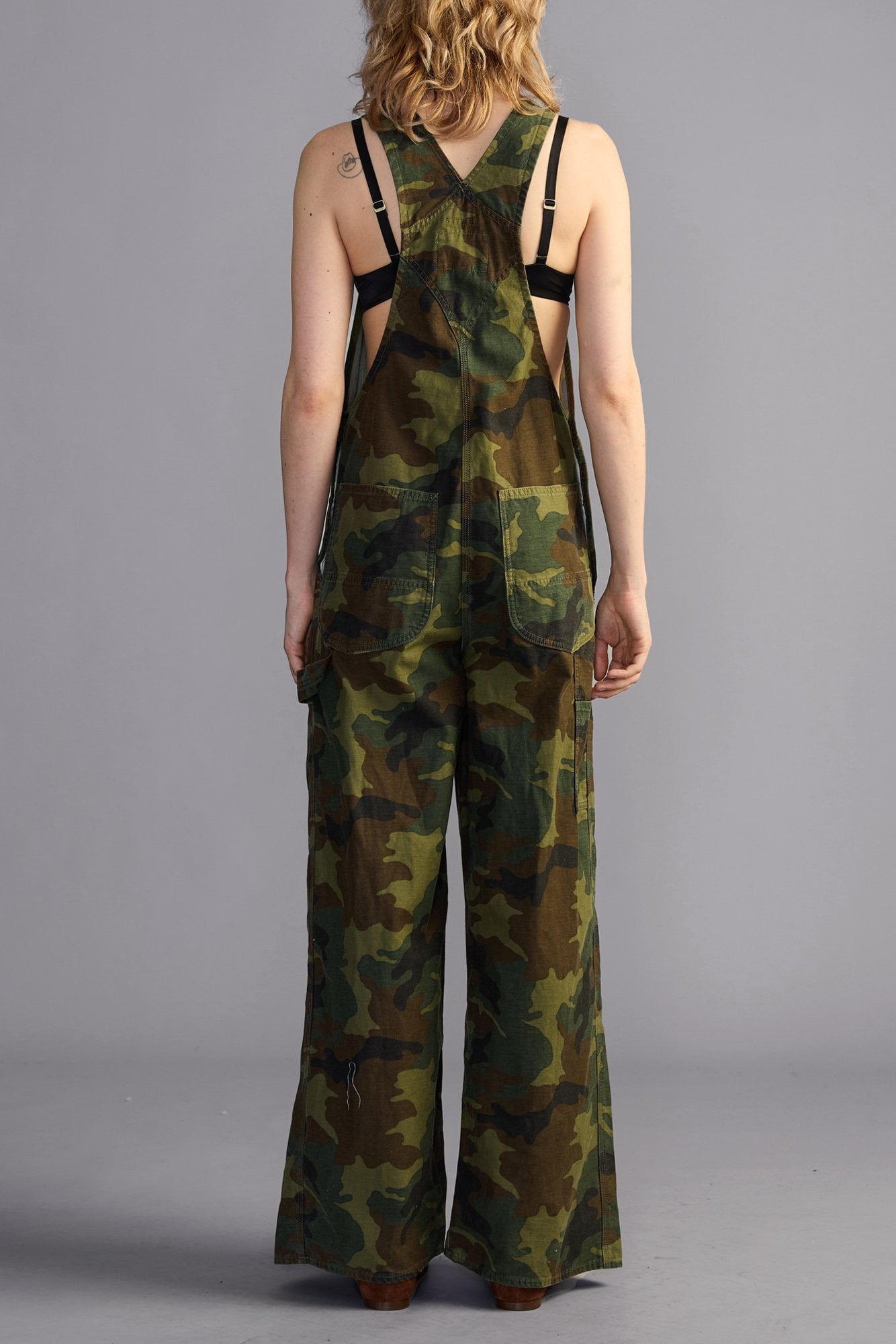 Triple Pleat Overall - Green Camo Back Sateen - R13