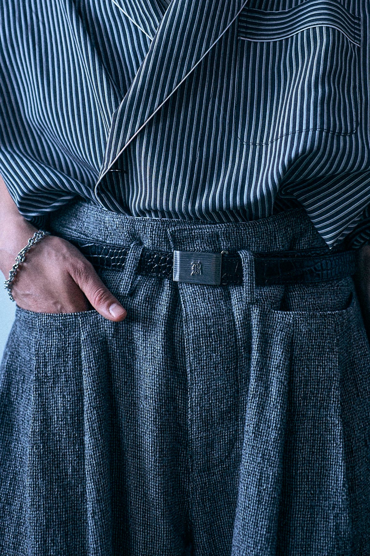 Triple Pleat Pant - Black And White Mini Check - R13