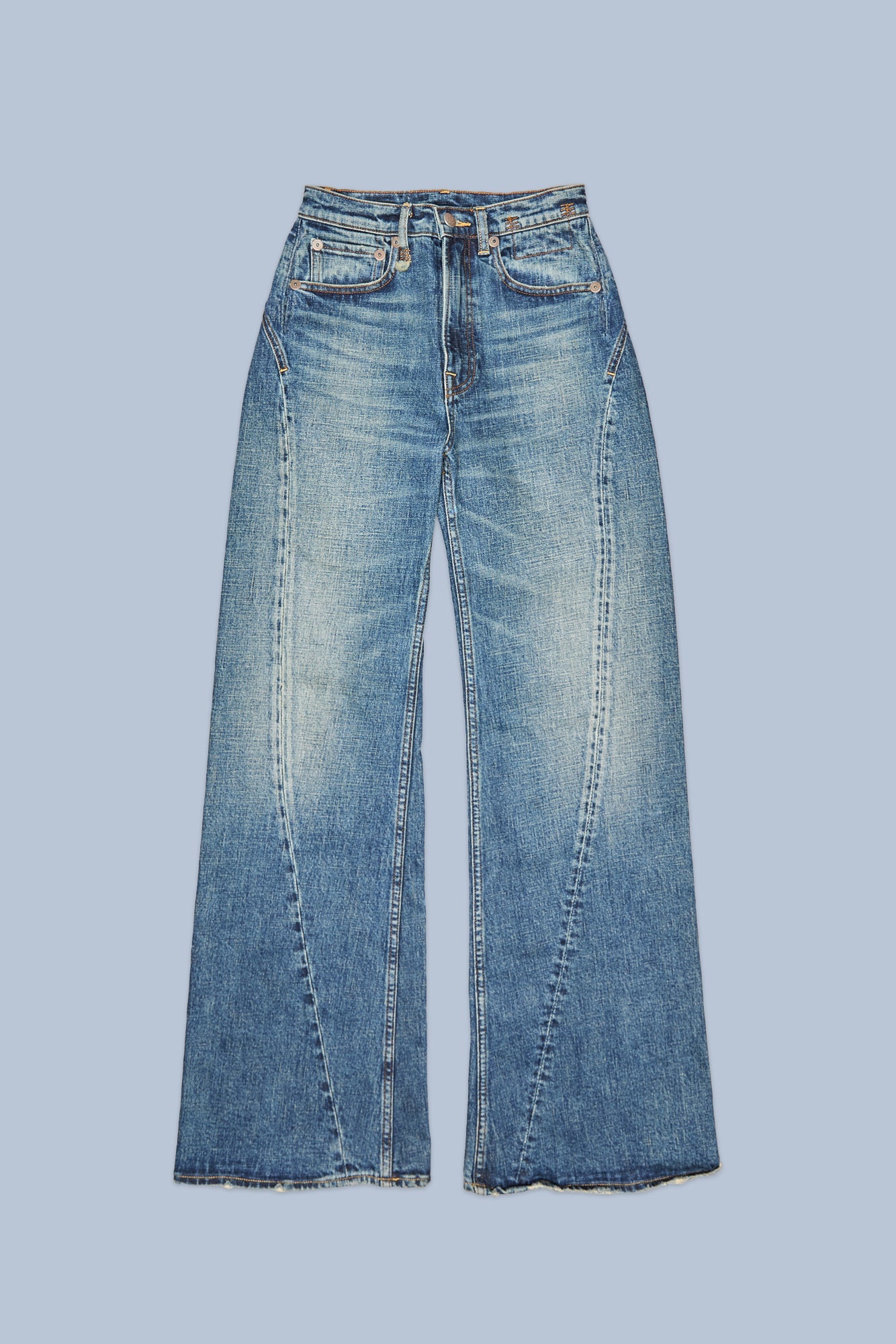 TWISTED SEAM FLARE JEAN - MELVIN BLUE STRETCH - R13