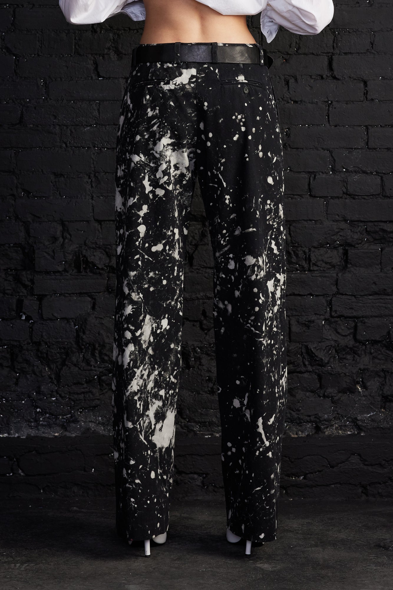 Wide Leg Trouser - Black With White Splatter - R13