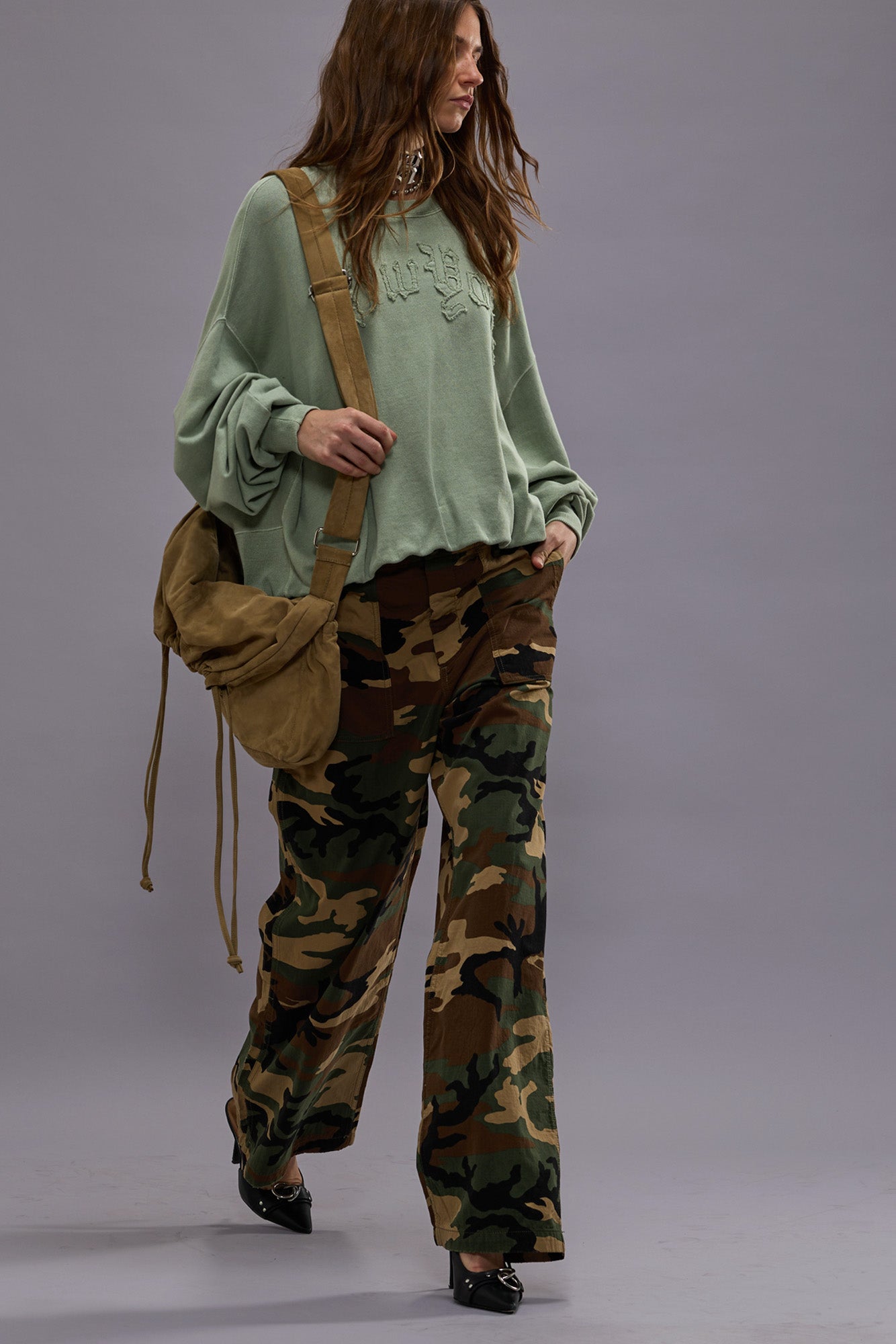 WIDE LEG UTILITY PANT - CAMO - R13
