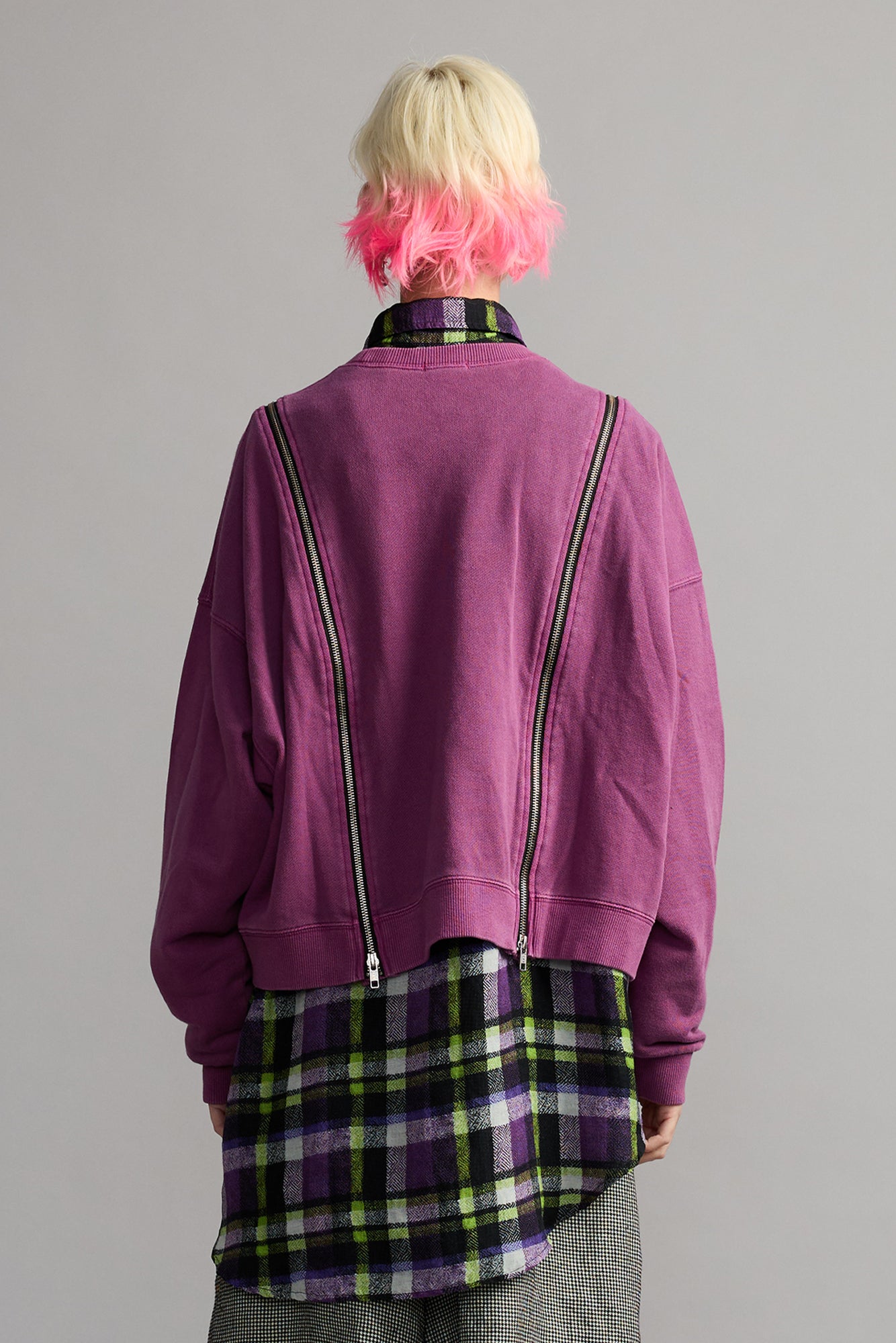 ZIPPERED CREWNECK - PURPLE PLUM - R13