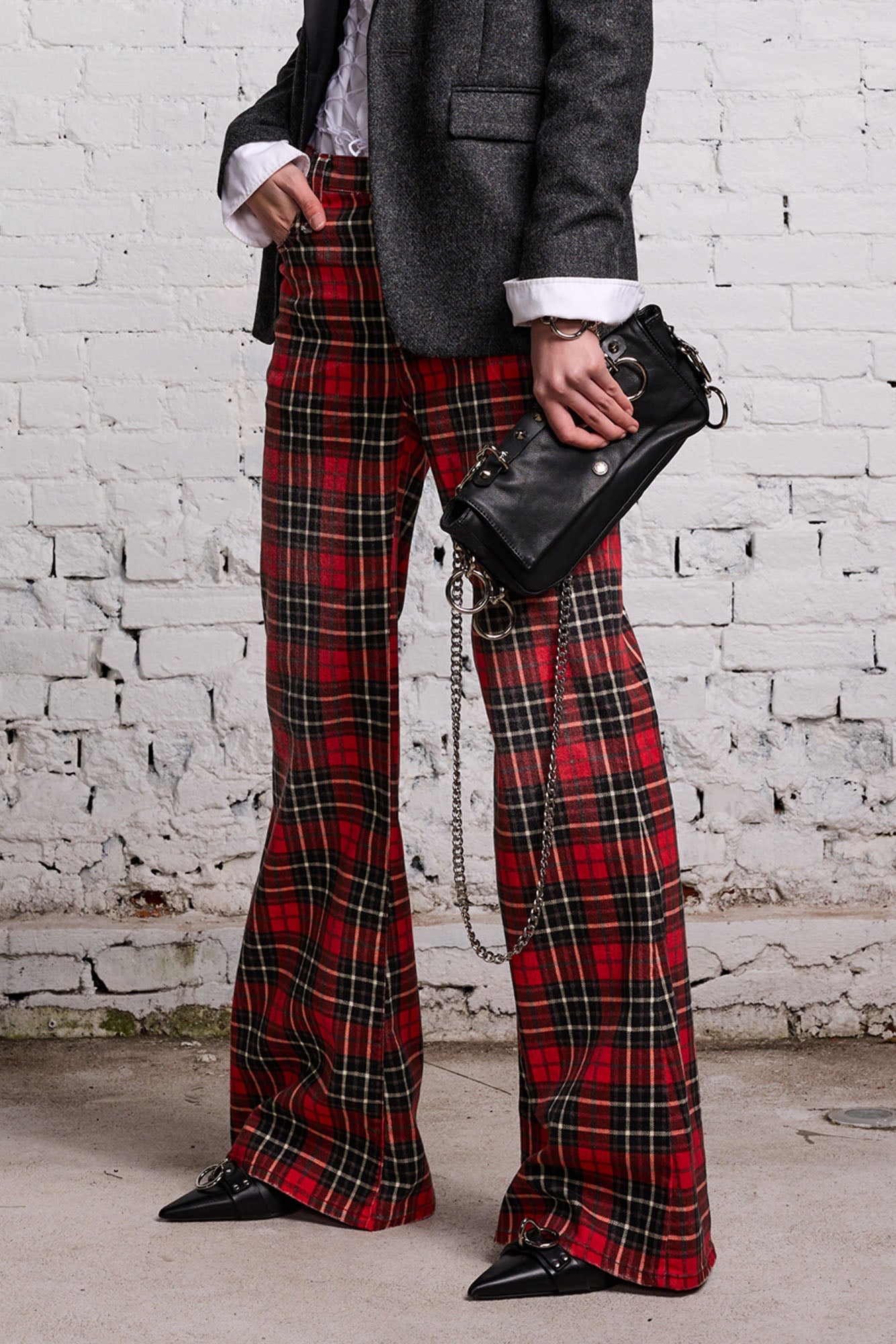 R13 Denim Collection Tailored Drop - Ash Red Plaid