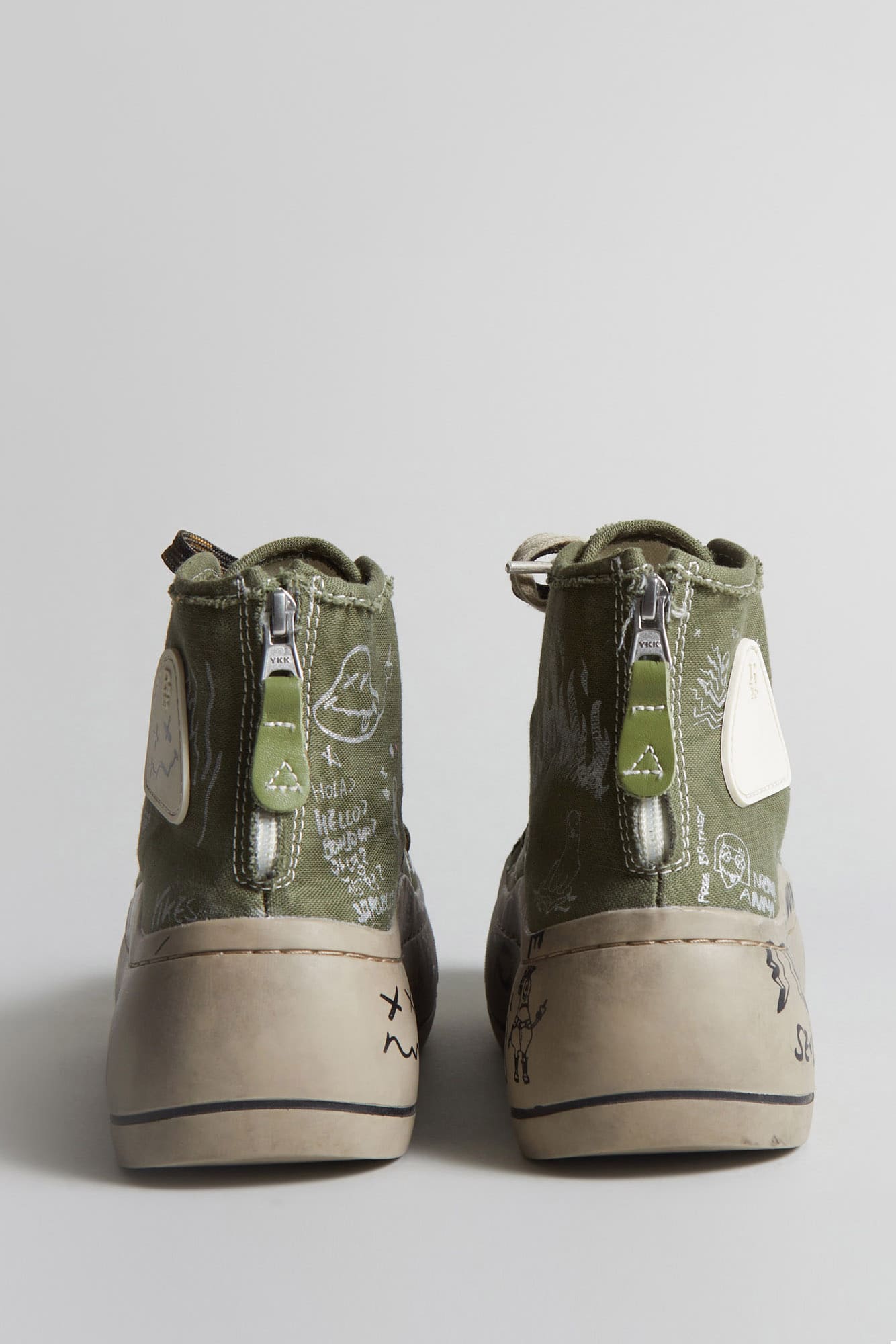 DOUBLE GROMMET KURT HIGH TOP SNEAKER - GRAFFITI OLIVE - R13