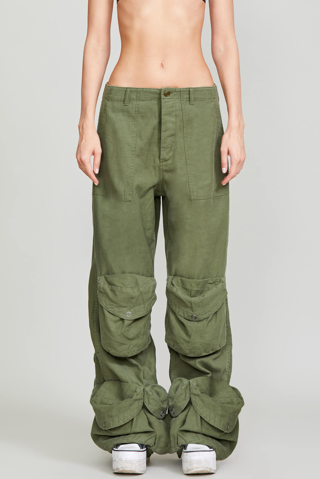 MULTIPOCKET UTILITY JEAN - OLIVE GARMENT DYE - R13