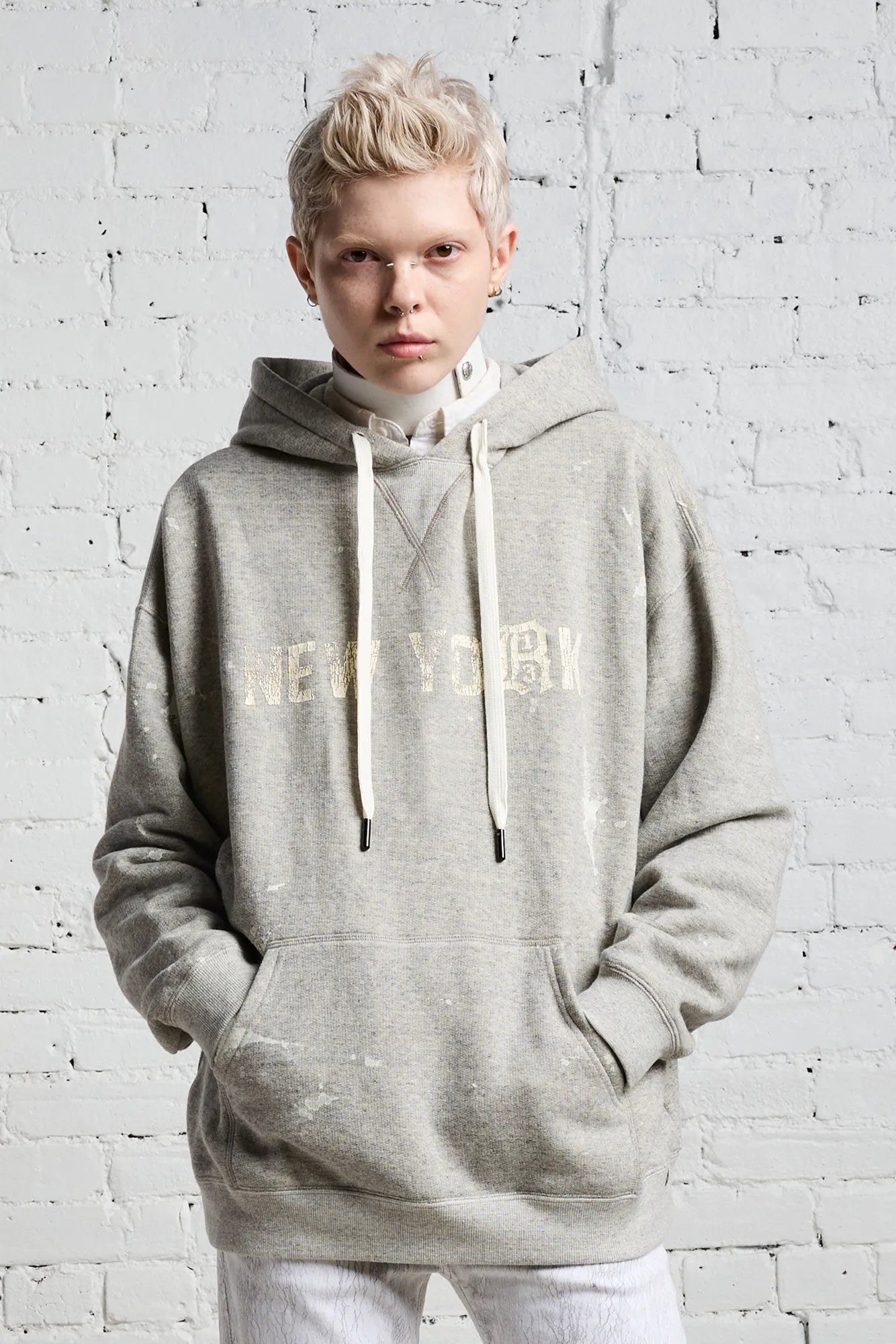 R13 NEW YORK HOODIE - HEATHER GREY R13 NEW YORK HOODIE - HEATHER GREY