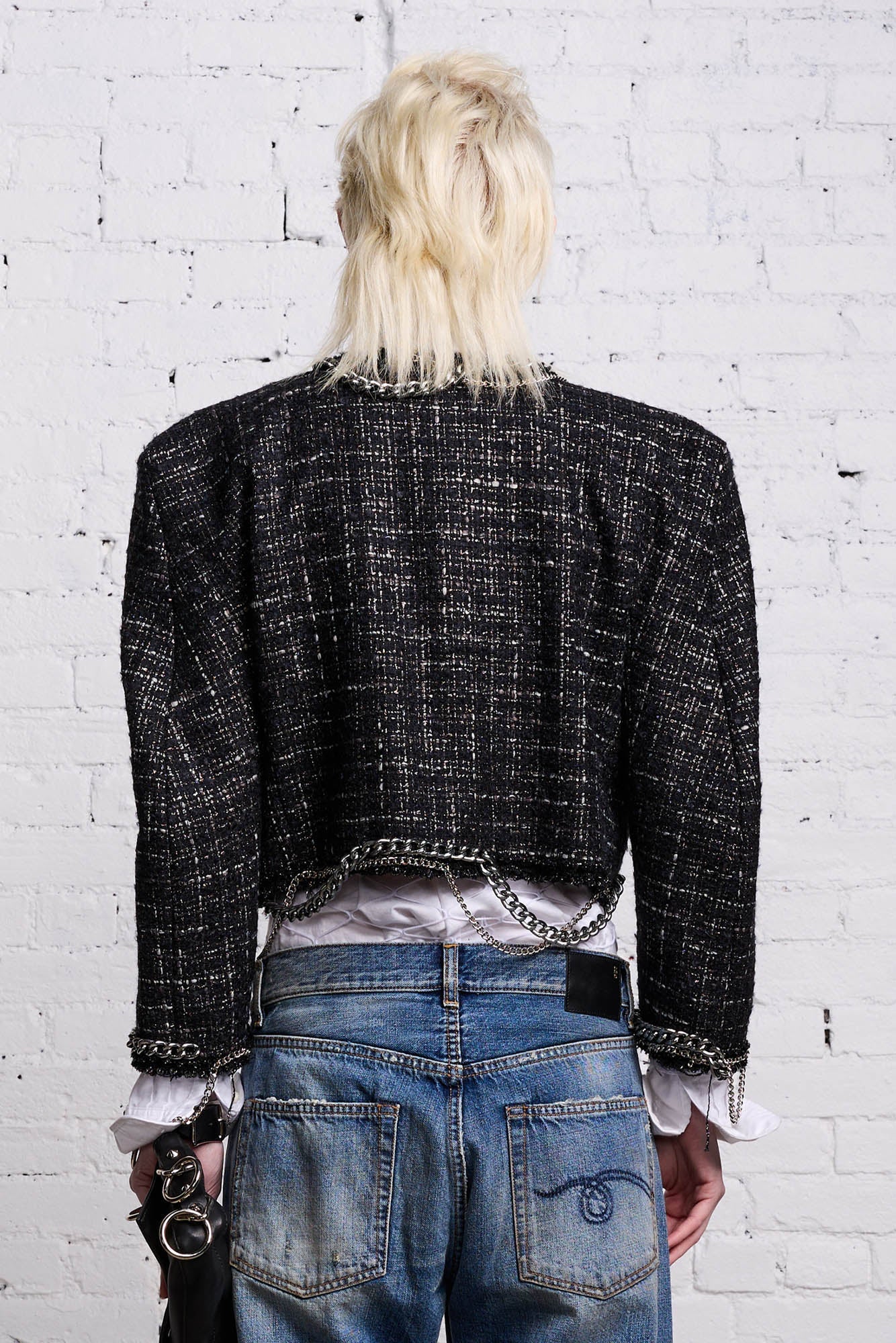 Square Shoulder Jacket - Black Tweed - R13