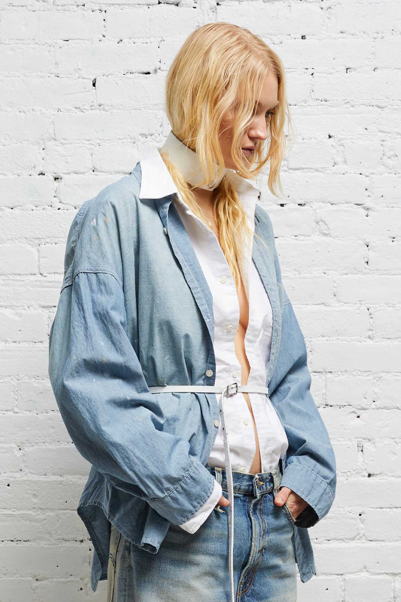 LONG SLEEVE BUTTON-UP - BLUE CHAMBRAY