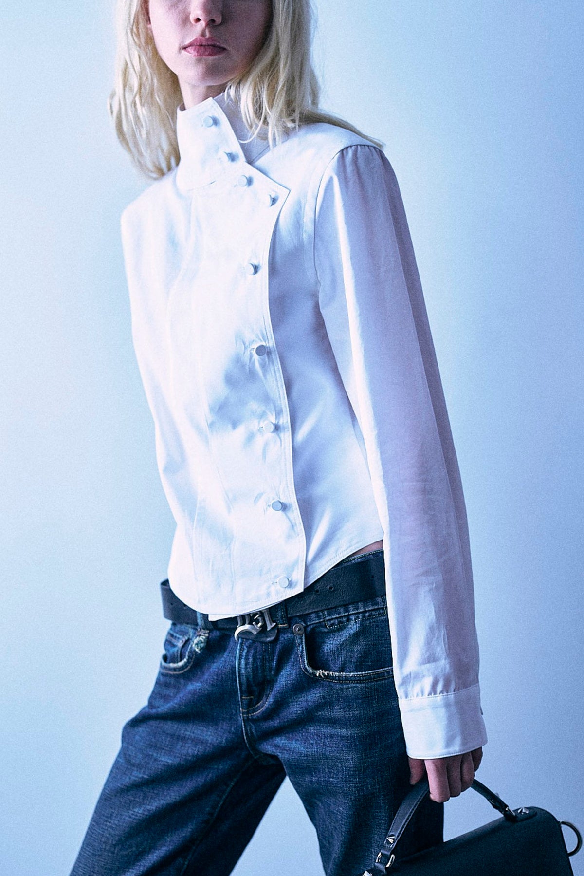 Asymmetrical Front Shirt - White - R13