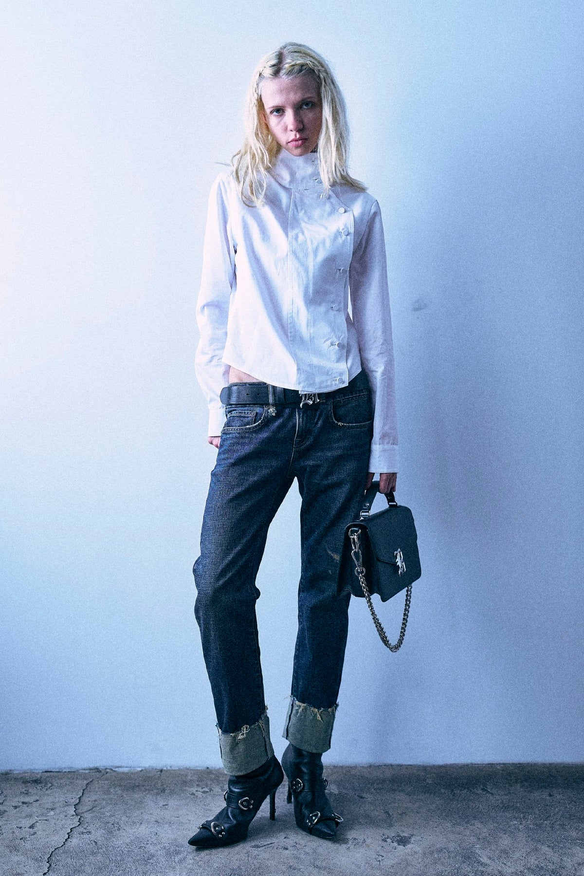 Asymmetrical Front Shirt - White - R13