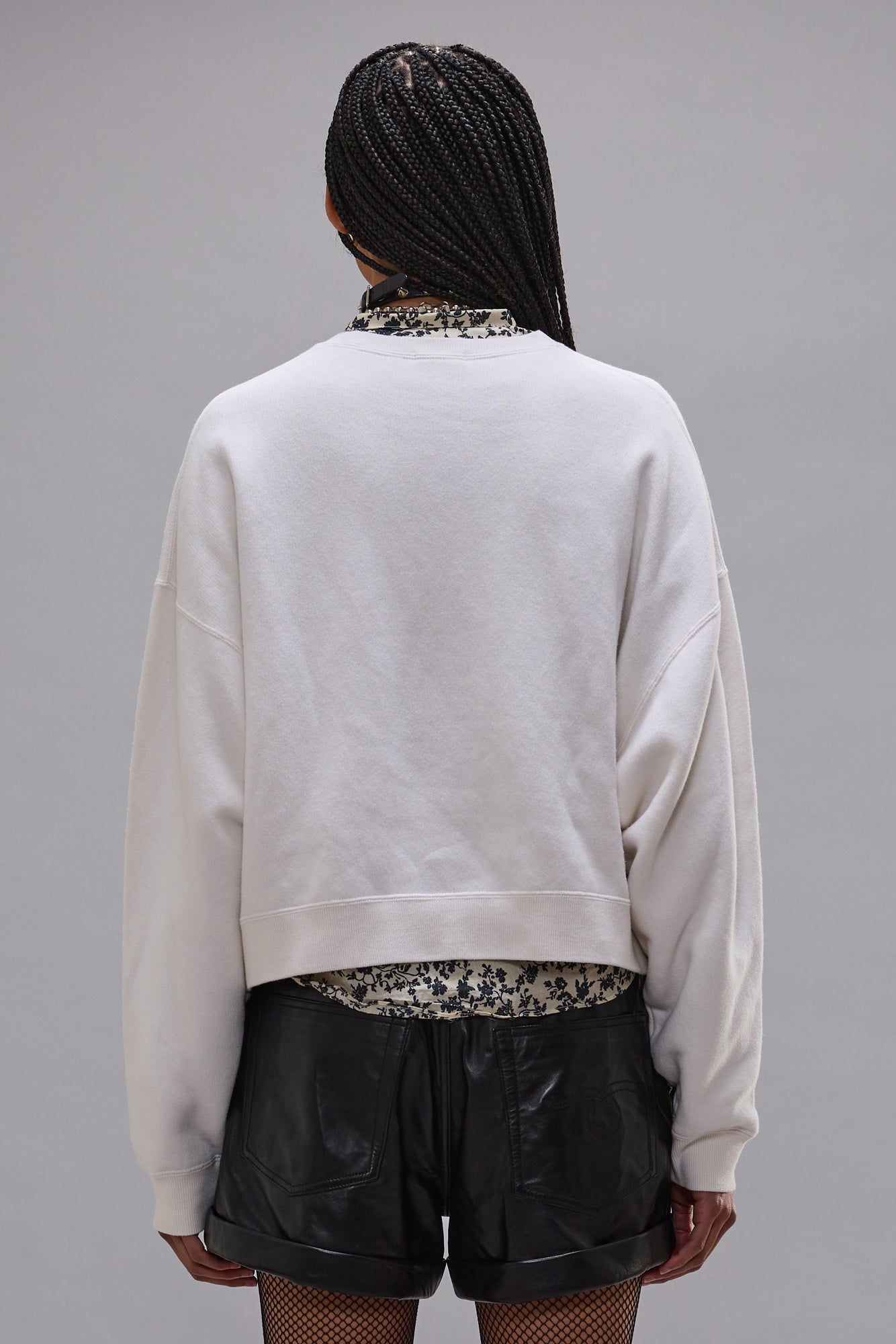 BABY GIRL CROPPED CREWNECK - ECRU WHITE - R13