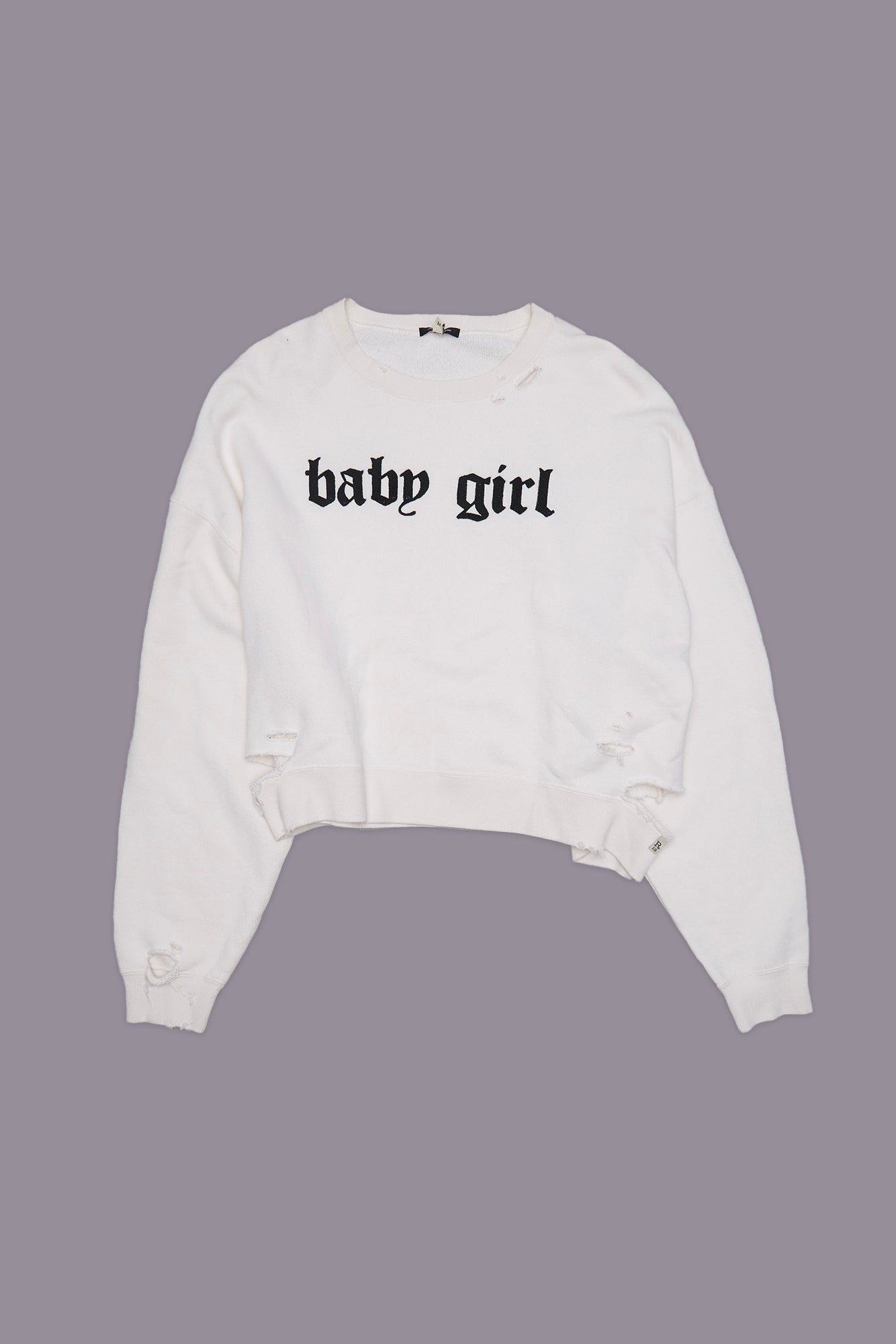 BABY GIRL CROPPED CREWNECK - ECRU WHITE - R13
