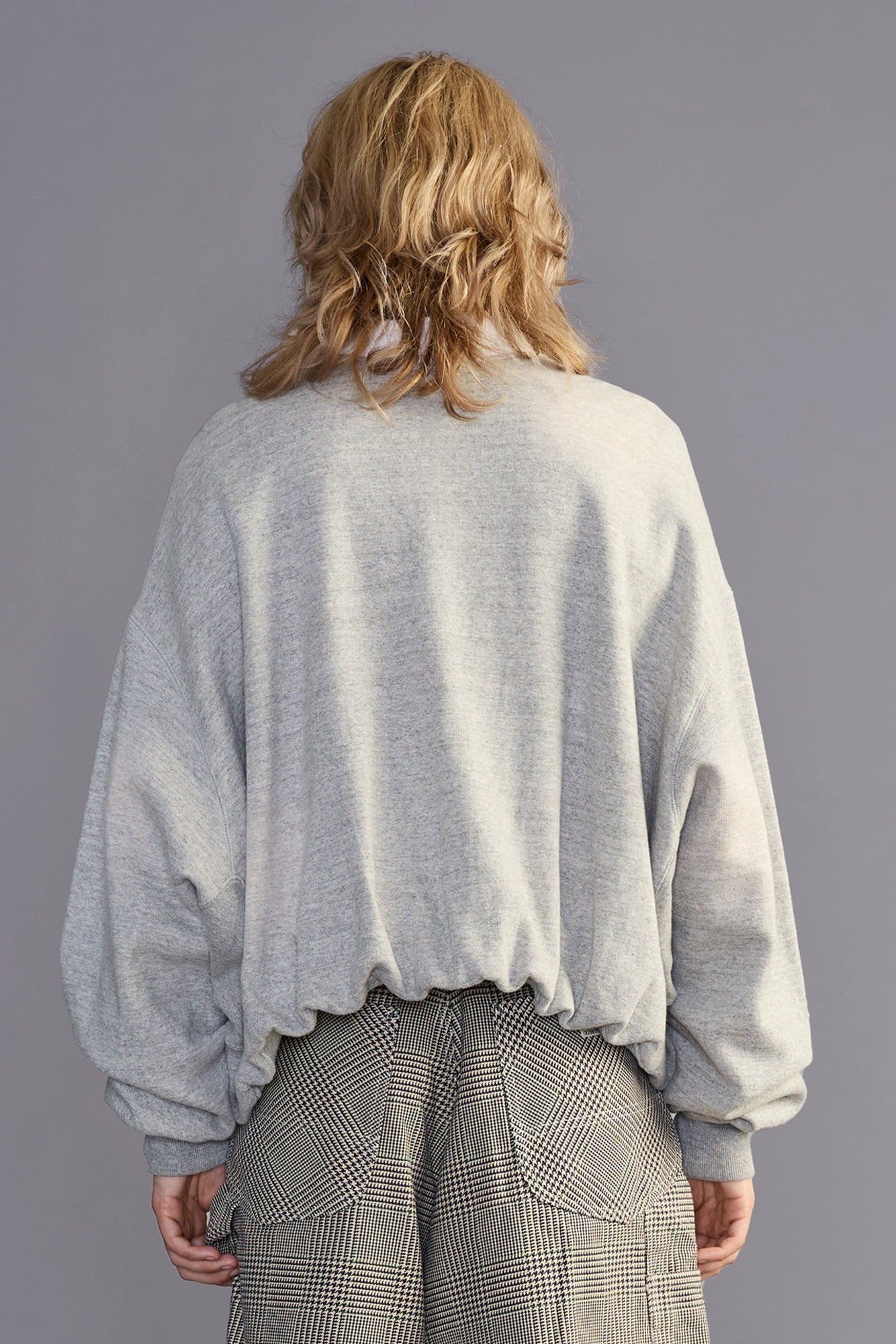 Balloon Zip-Up Crewneck - Heather Grey - R13