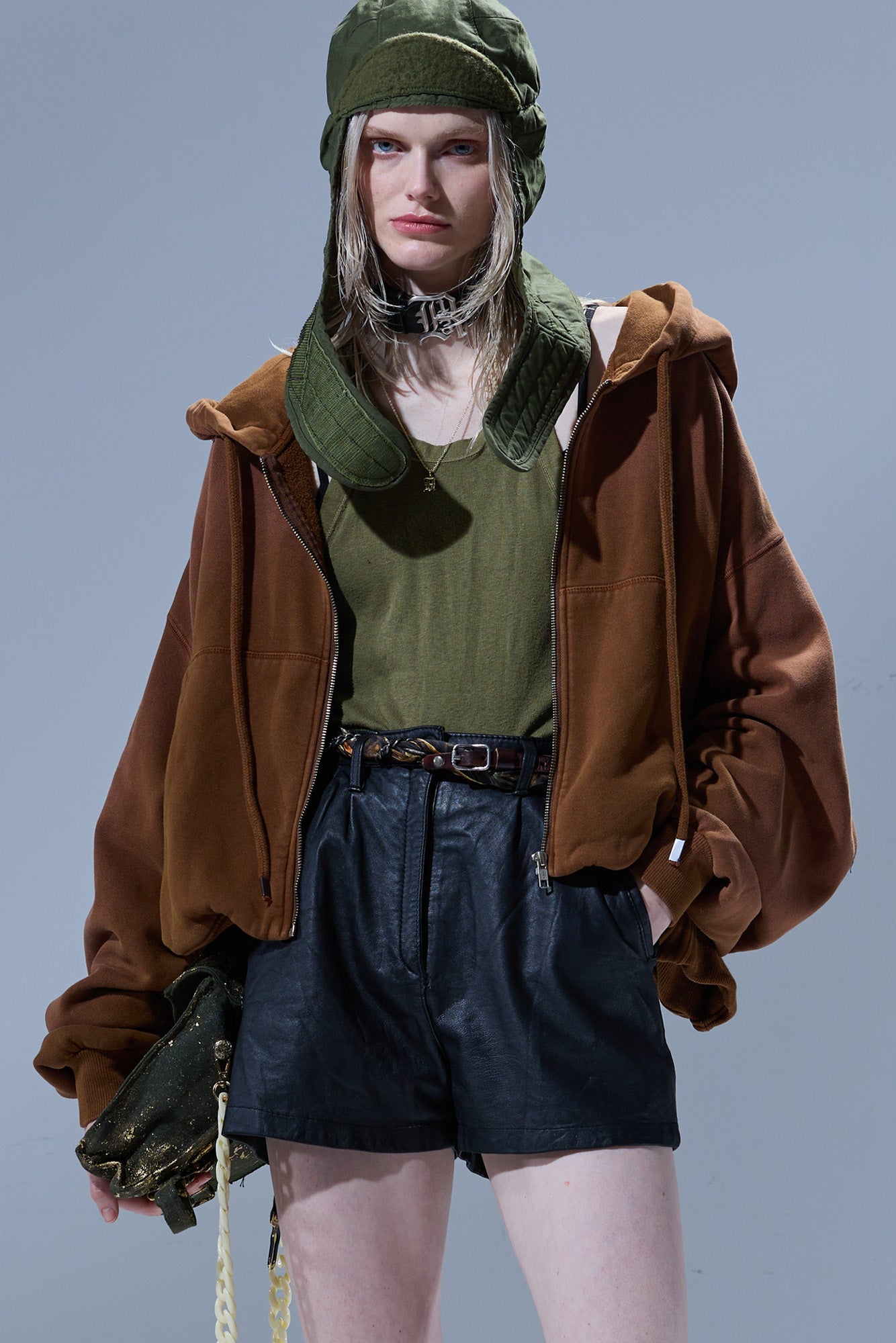 BALLOON ZIP-UP HOODIE - LIGHT BROWN - R13