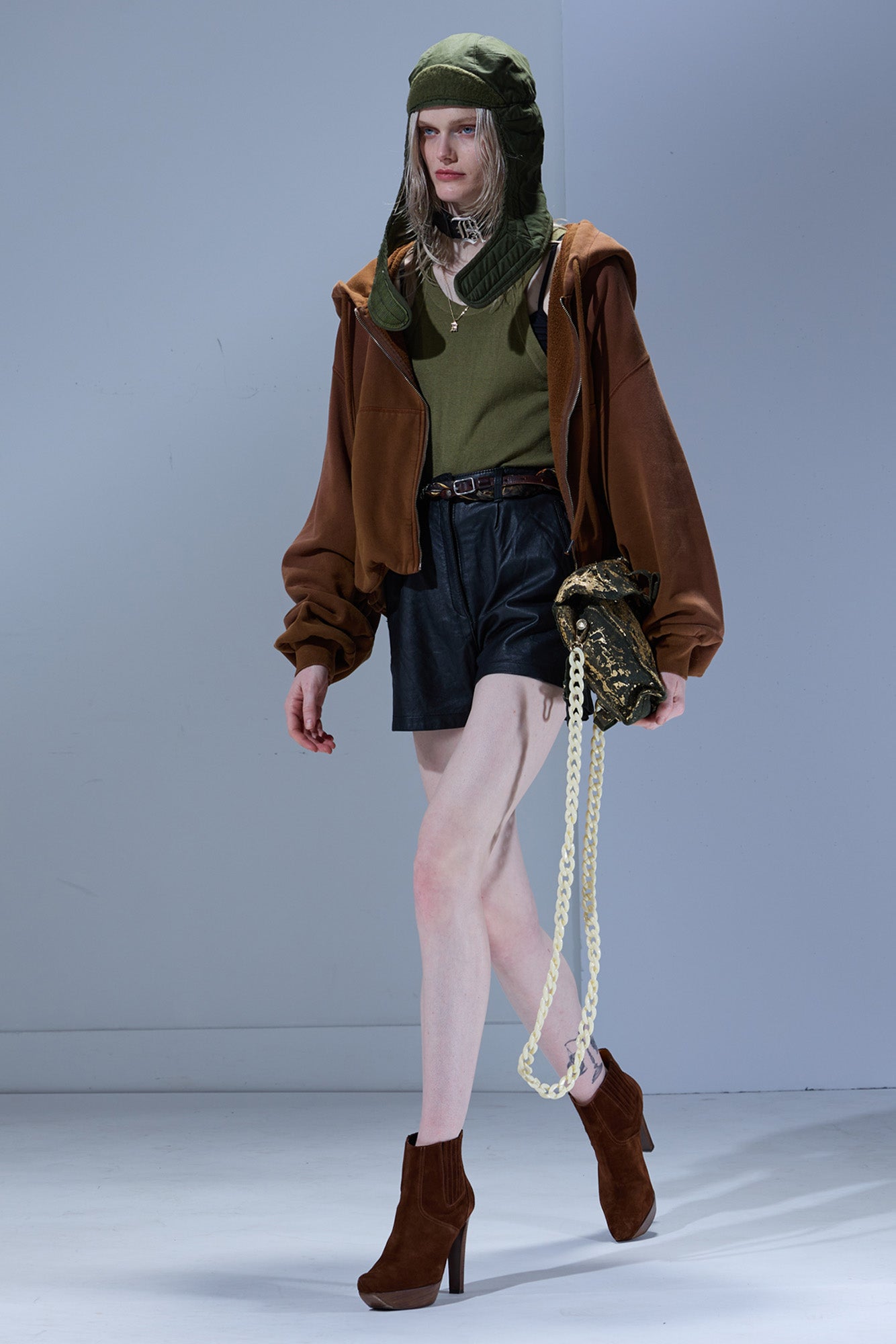 BALLOON ZIP-UP HOODIE - LIGHT BROWN - R13
