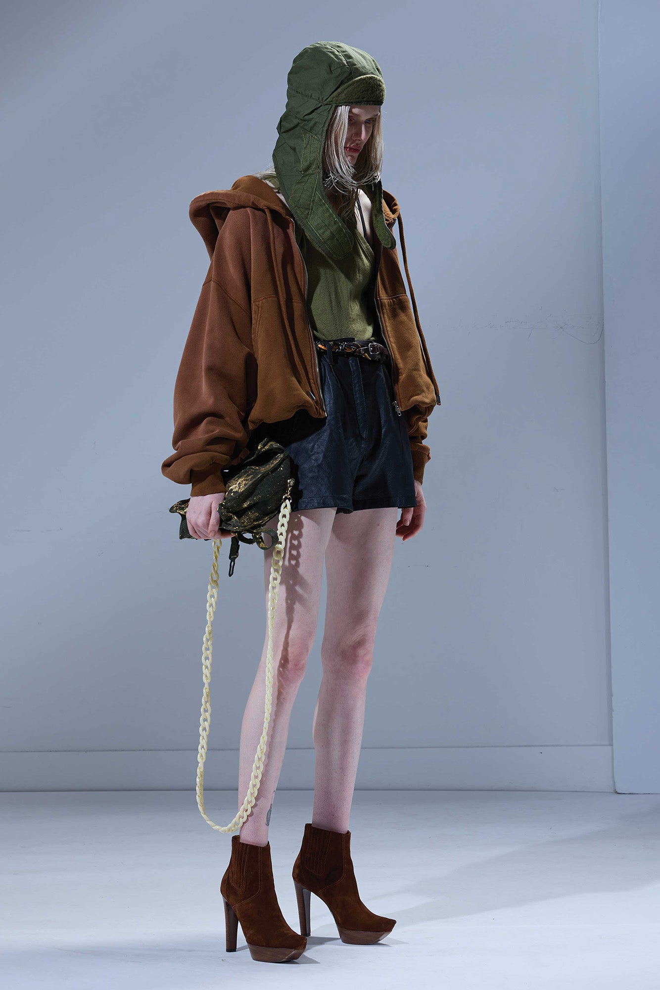 BALLOON ZIP-UP HOODIE - LIGHT BROWN - R13