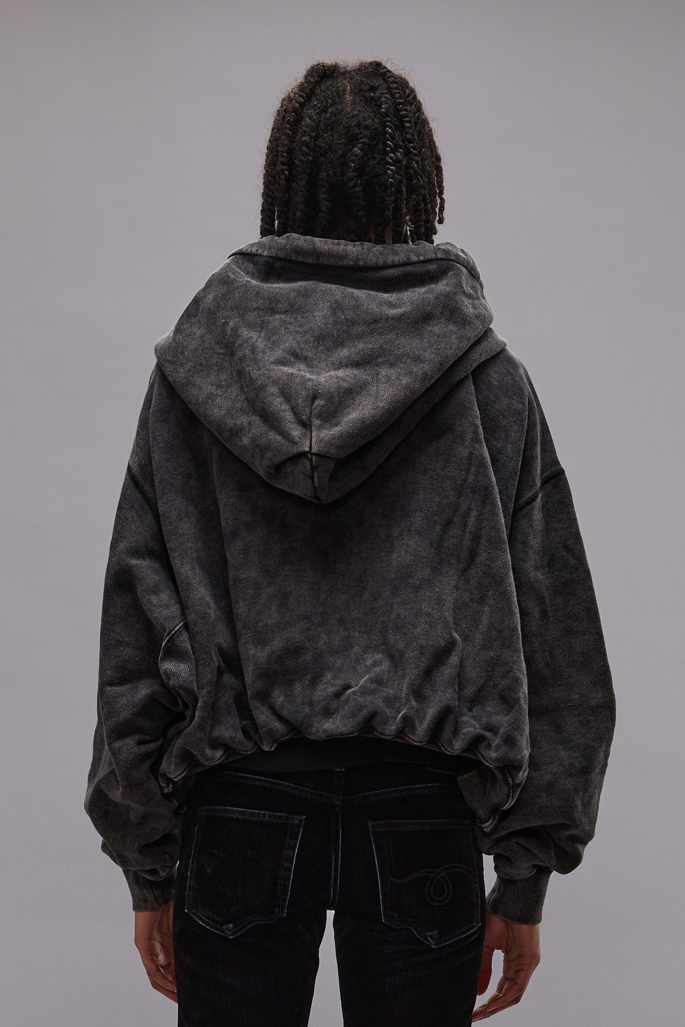 Balloon Zip-Up Hoodie - Washed Black - R13