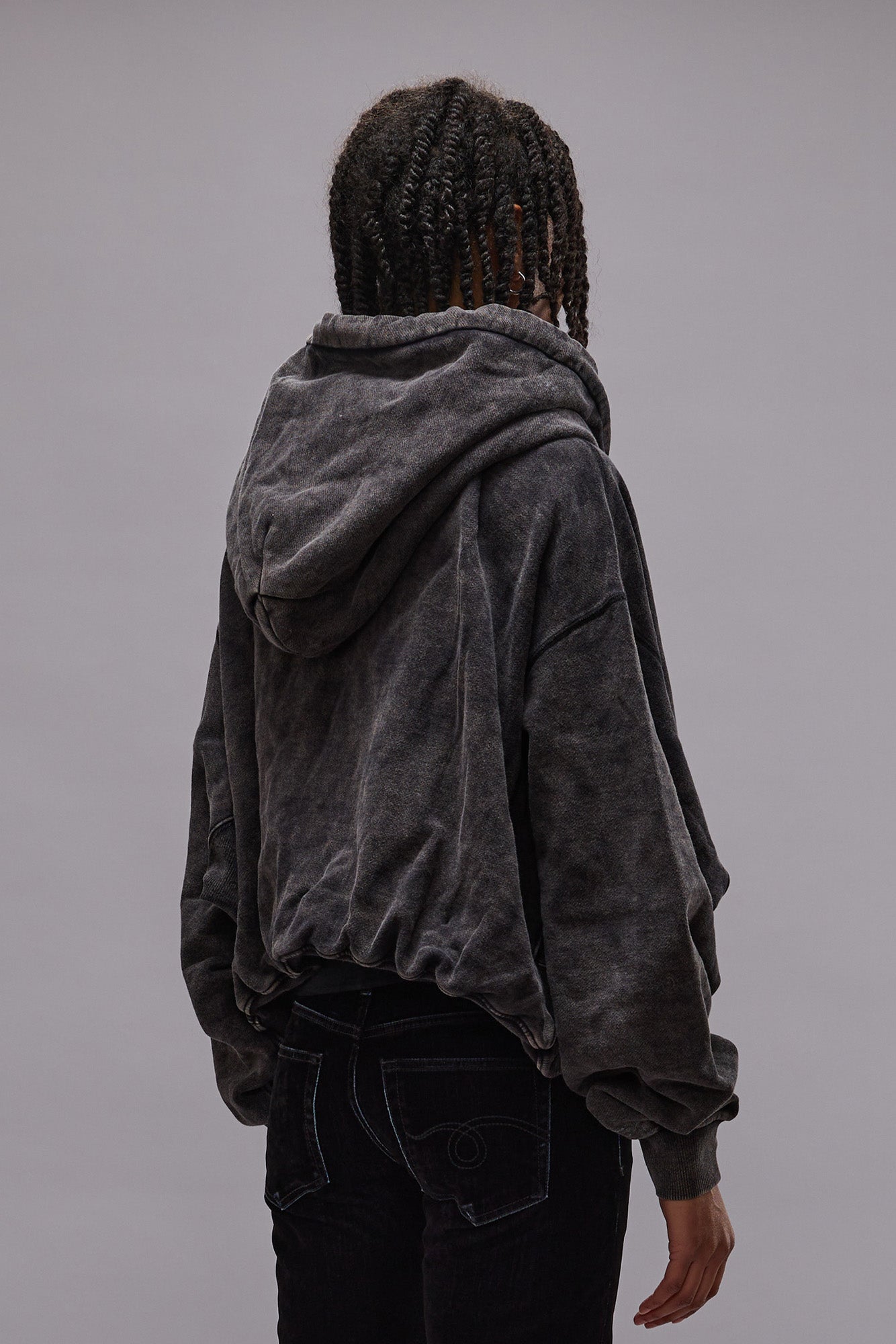 Balloon Zip-Up Hoodie - Washed Black - R13