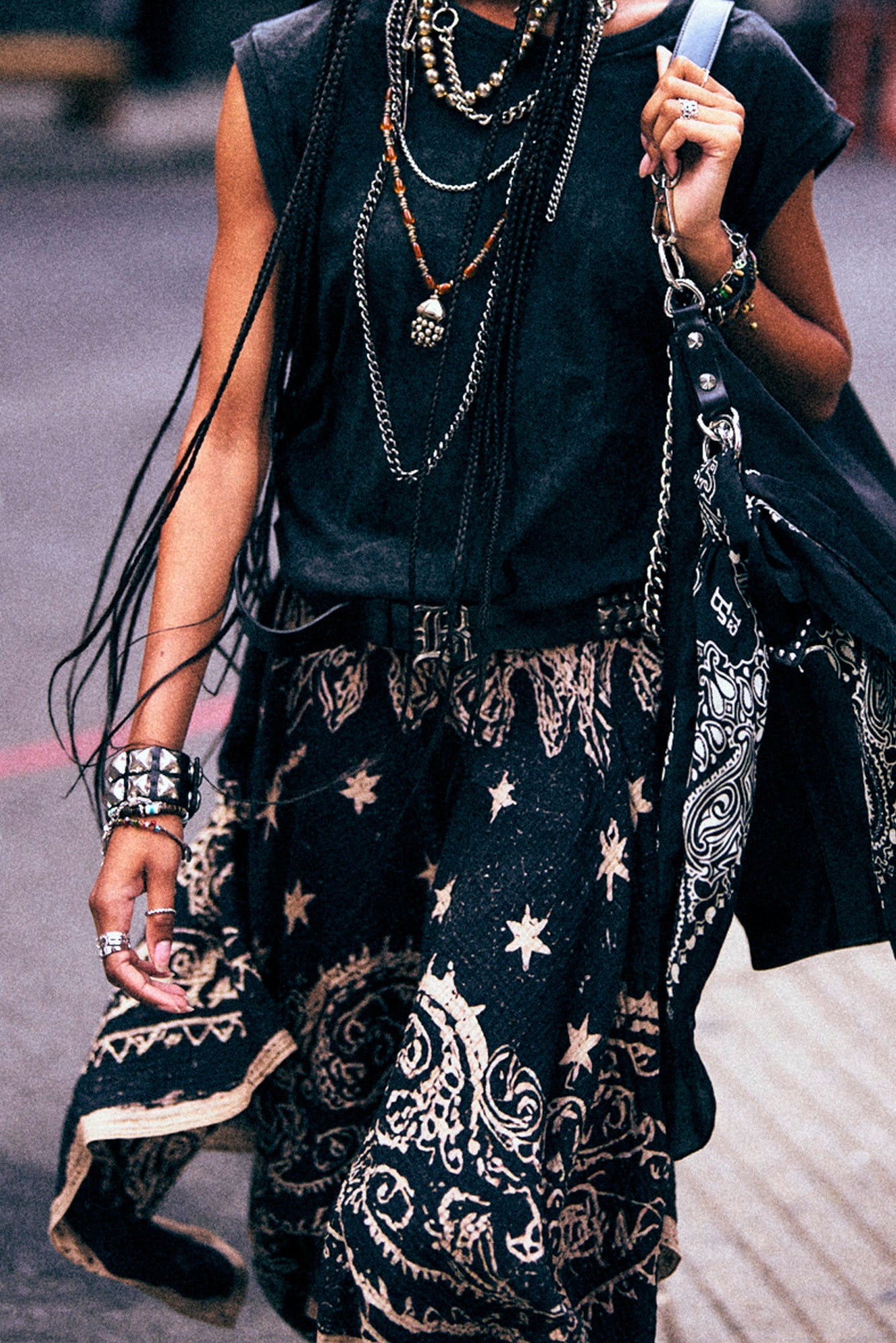 BANDANA SKIRT - BLACK BANDANA - R13 BANDANA SKIRT - BLACK BANDANA - R13