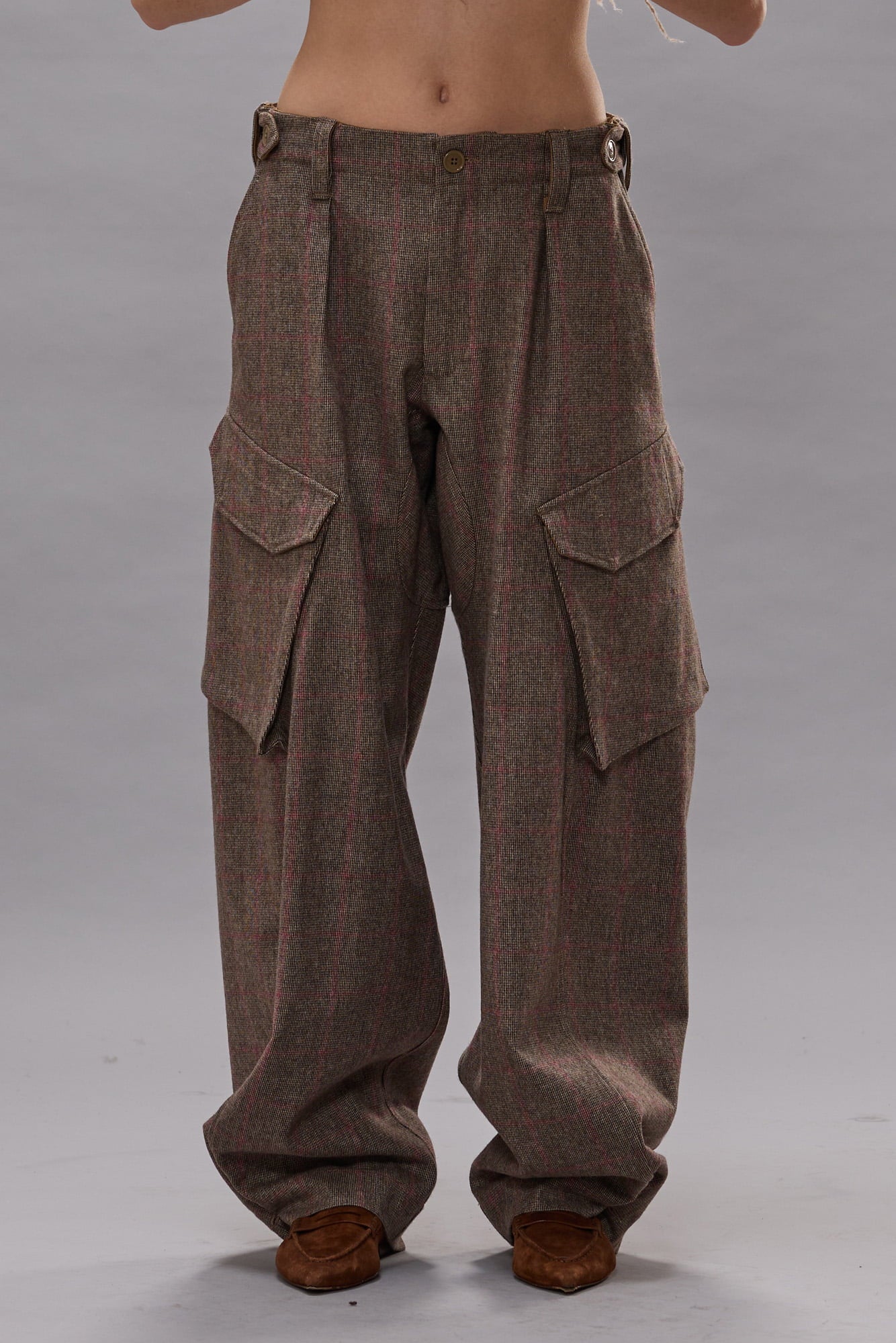 Barrel Cargo - Khaki Pink Check - R13