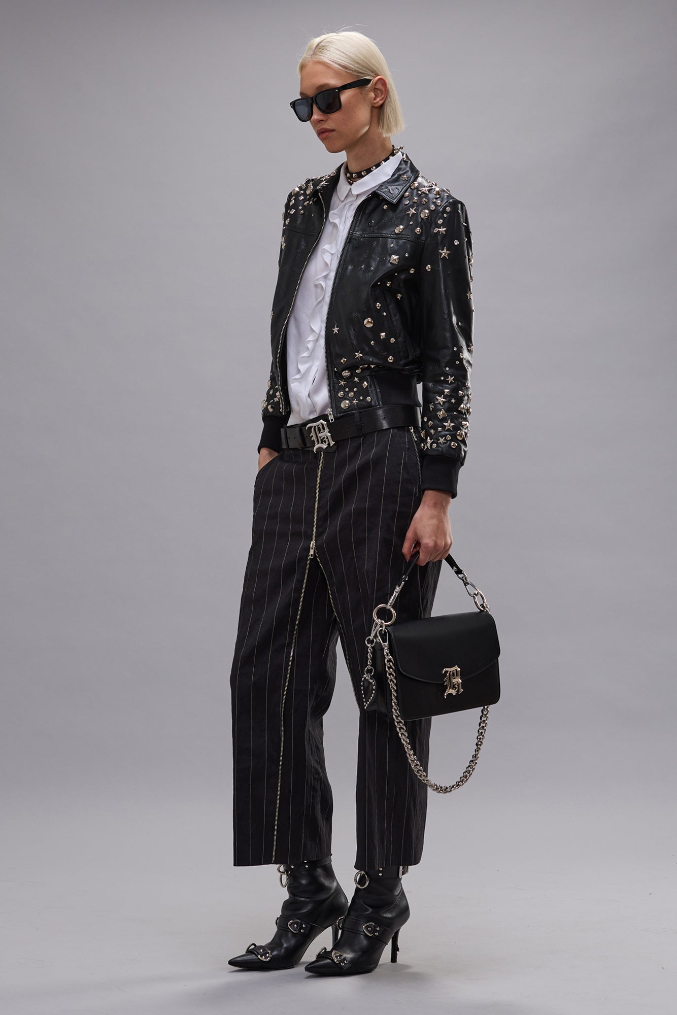 BERLIN LEATHER JACKET - BLACK WITH STUDS - R13