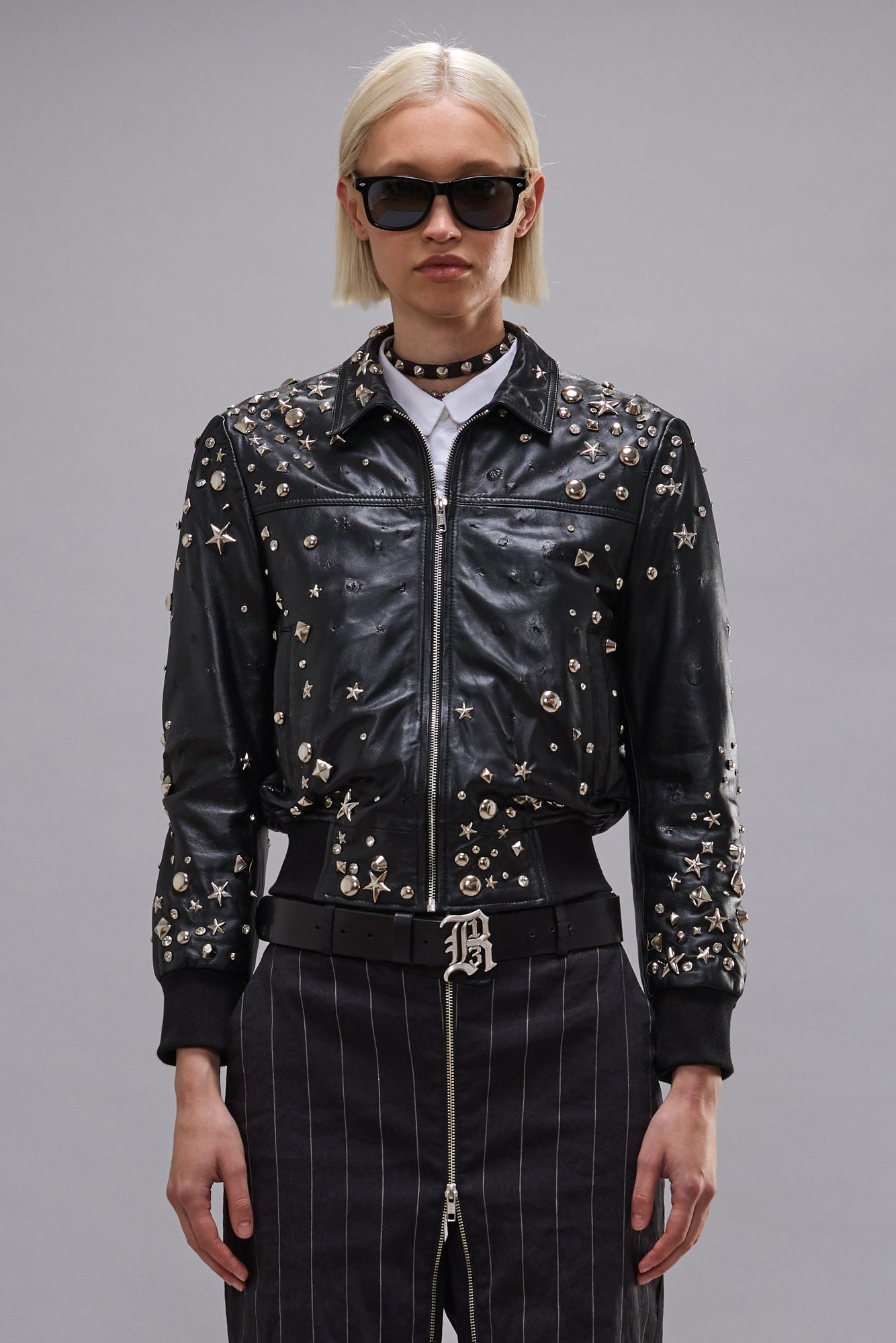 BERLIN LEATHER JACKET - BLACK WITH STUDS - R13