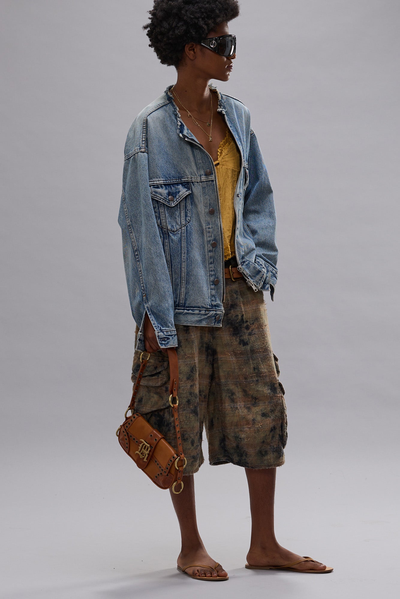 BERMUDA CARGO SHORT - BLEACHED ORANGE GREEN PLAID - R13