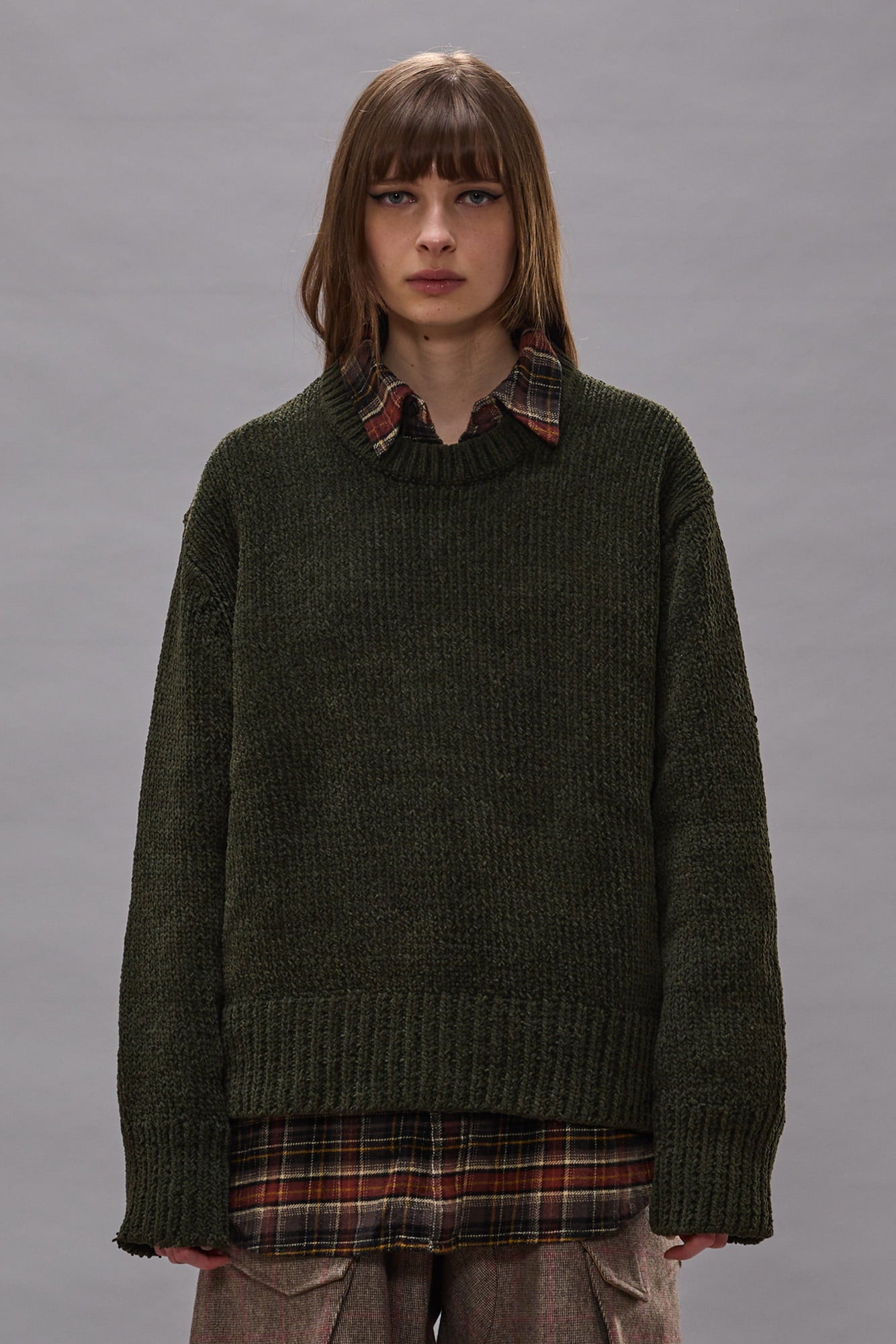 Boxy Crewneck Sweater - Olive Green - R13