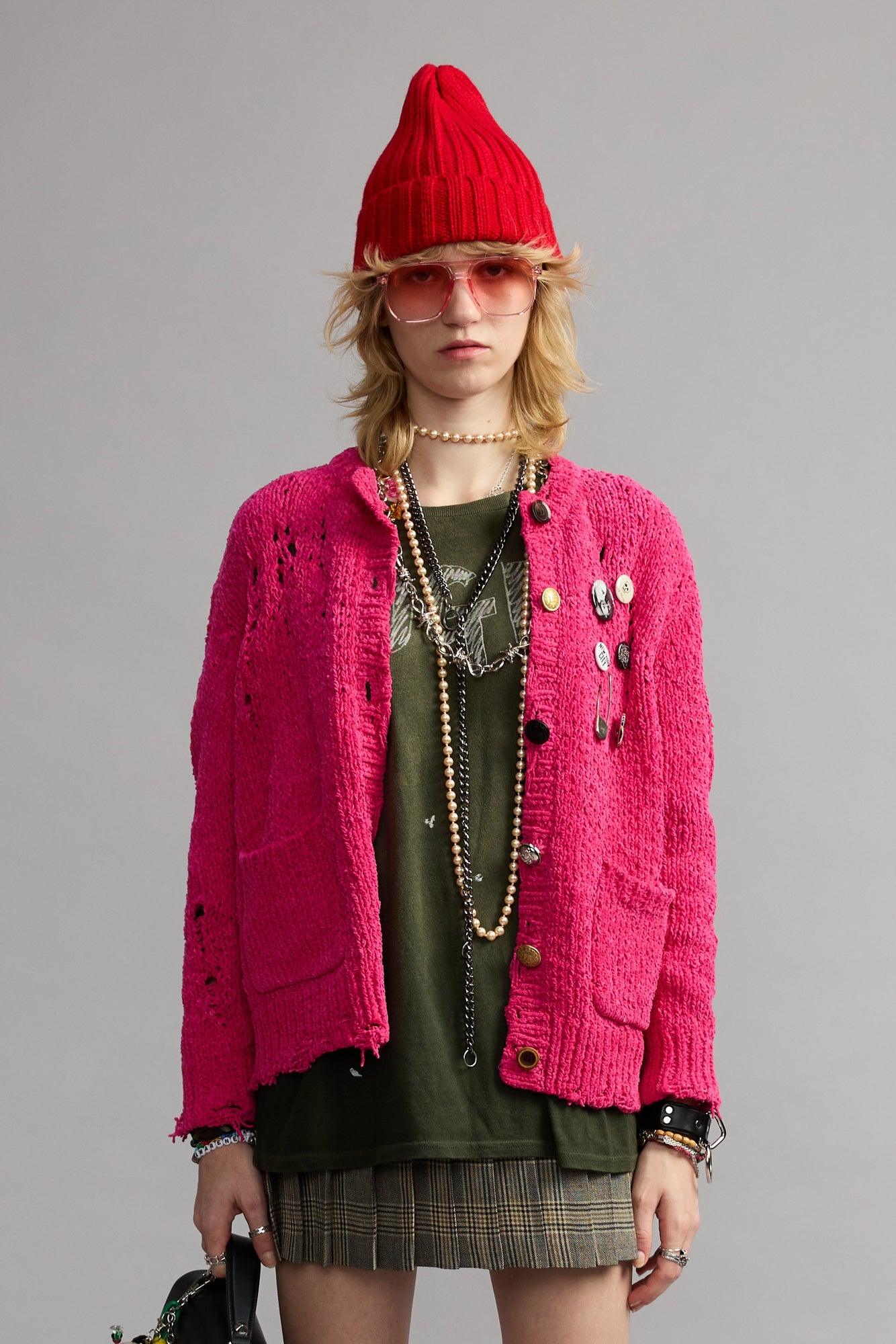 Boy Crewneck Cardigan - Pink - R13