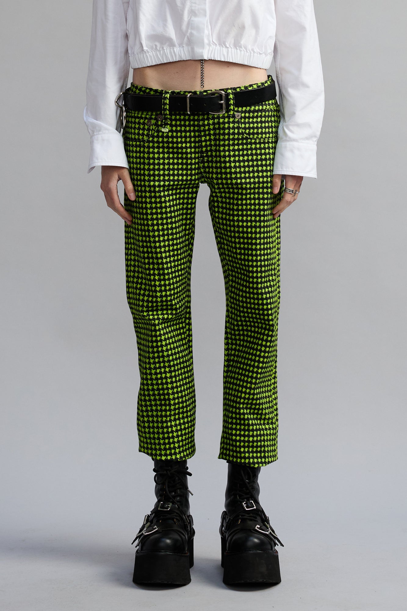BOY STRAIGHT - NEON GREEN HOUNDSTOOTH - R13