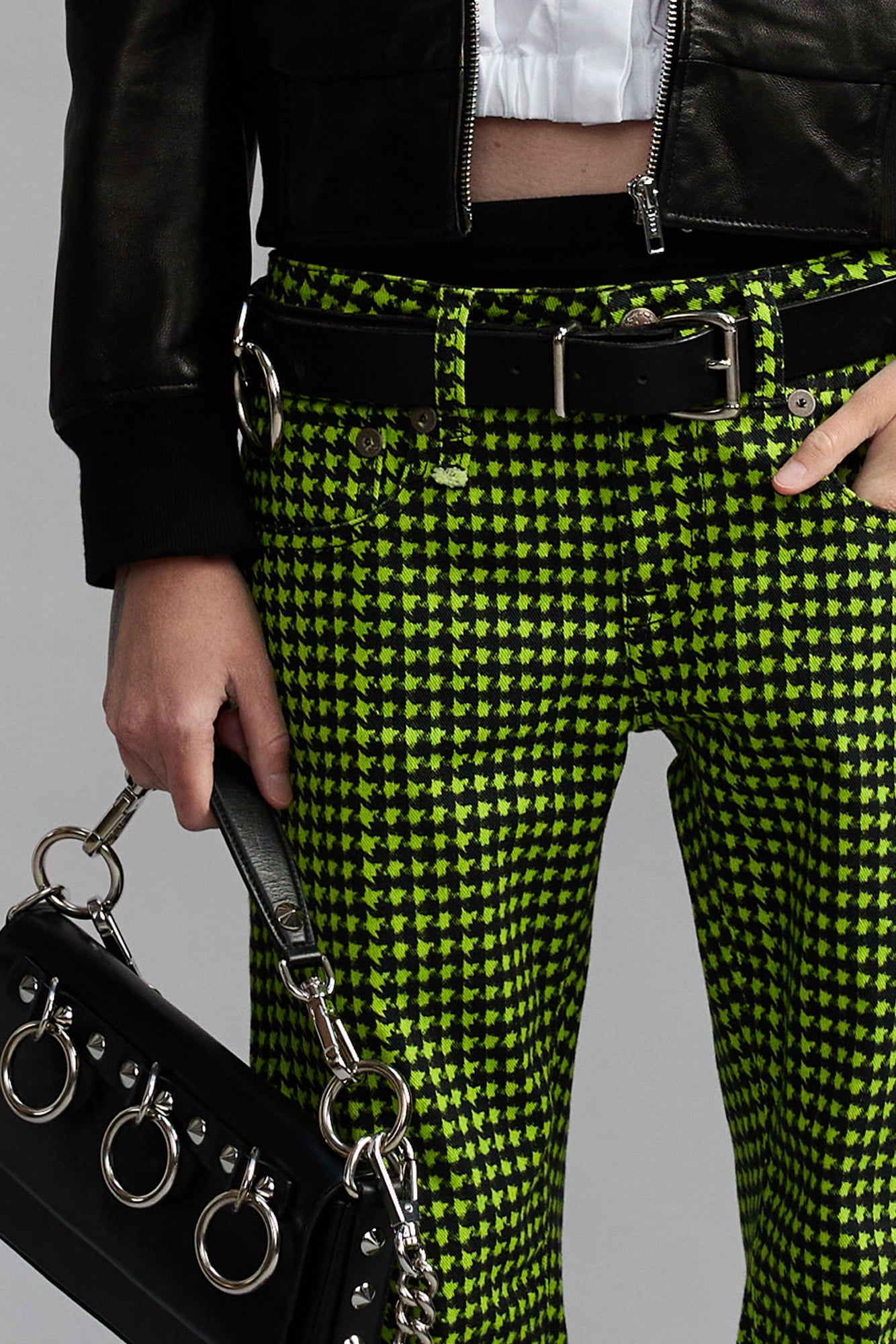 BOY STRAIGHT - NEON GREEN HOUNDSTOOTH - R13