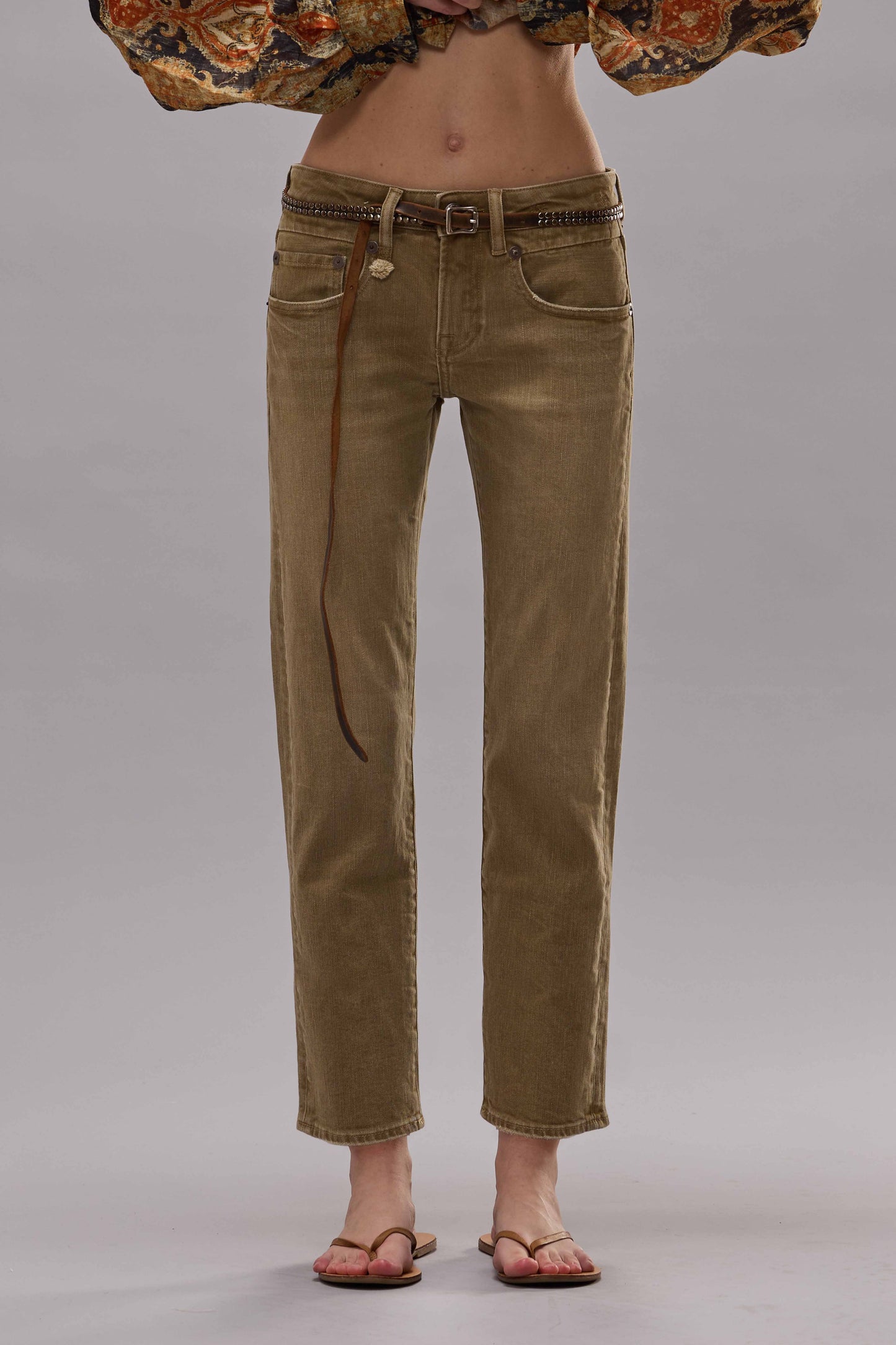 BOY STRAIGHT - OLIVE GREEN HAZE STRETCH - R13