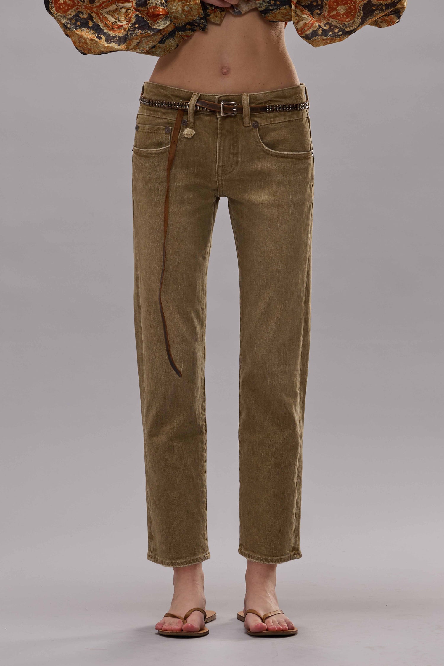 BOY STRAIGHT - OLIVE GREEN HAZE STRETCH - R13