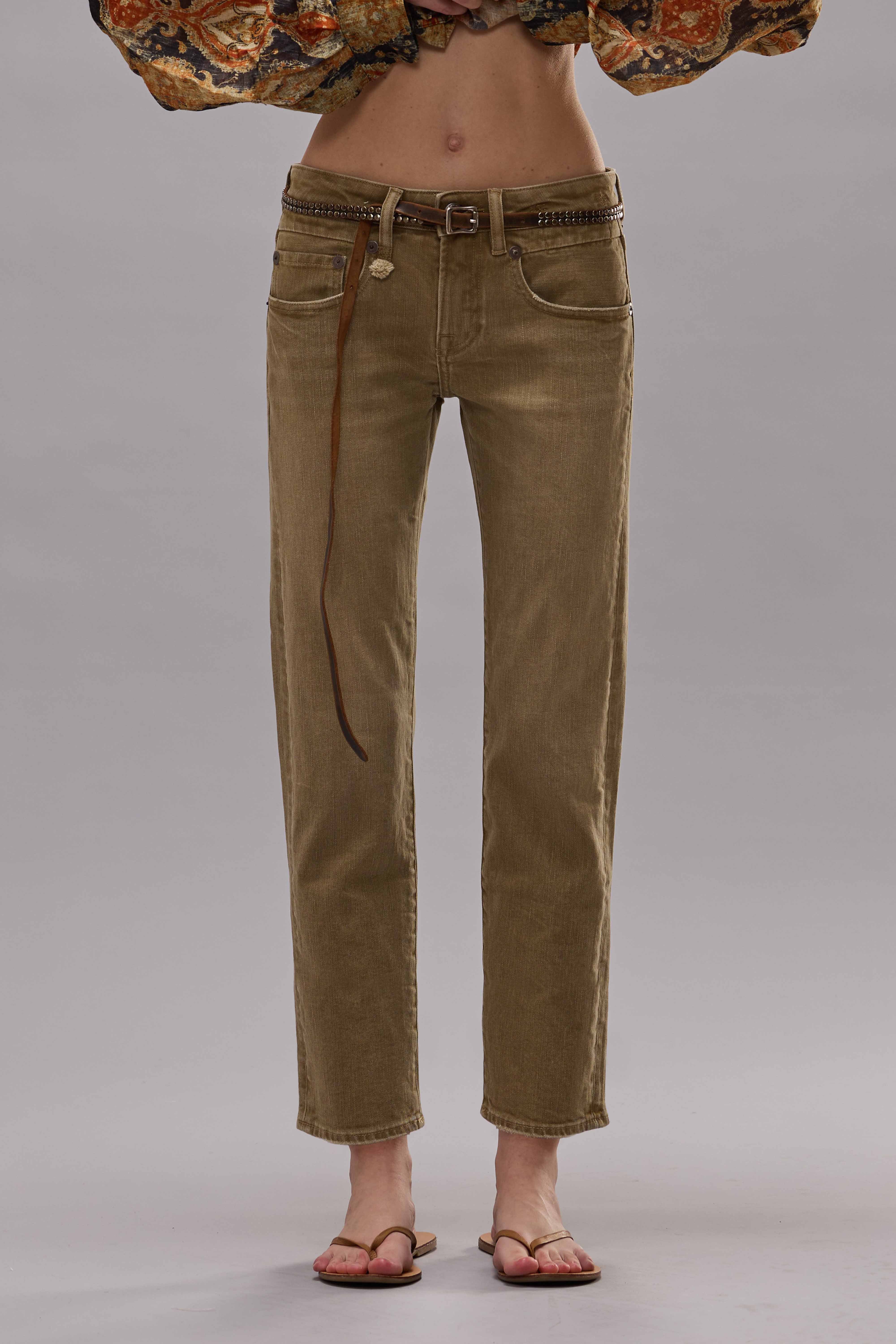 BOY STRAIGHT - OLIVE GREEN HAZE STRETCH - R13