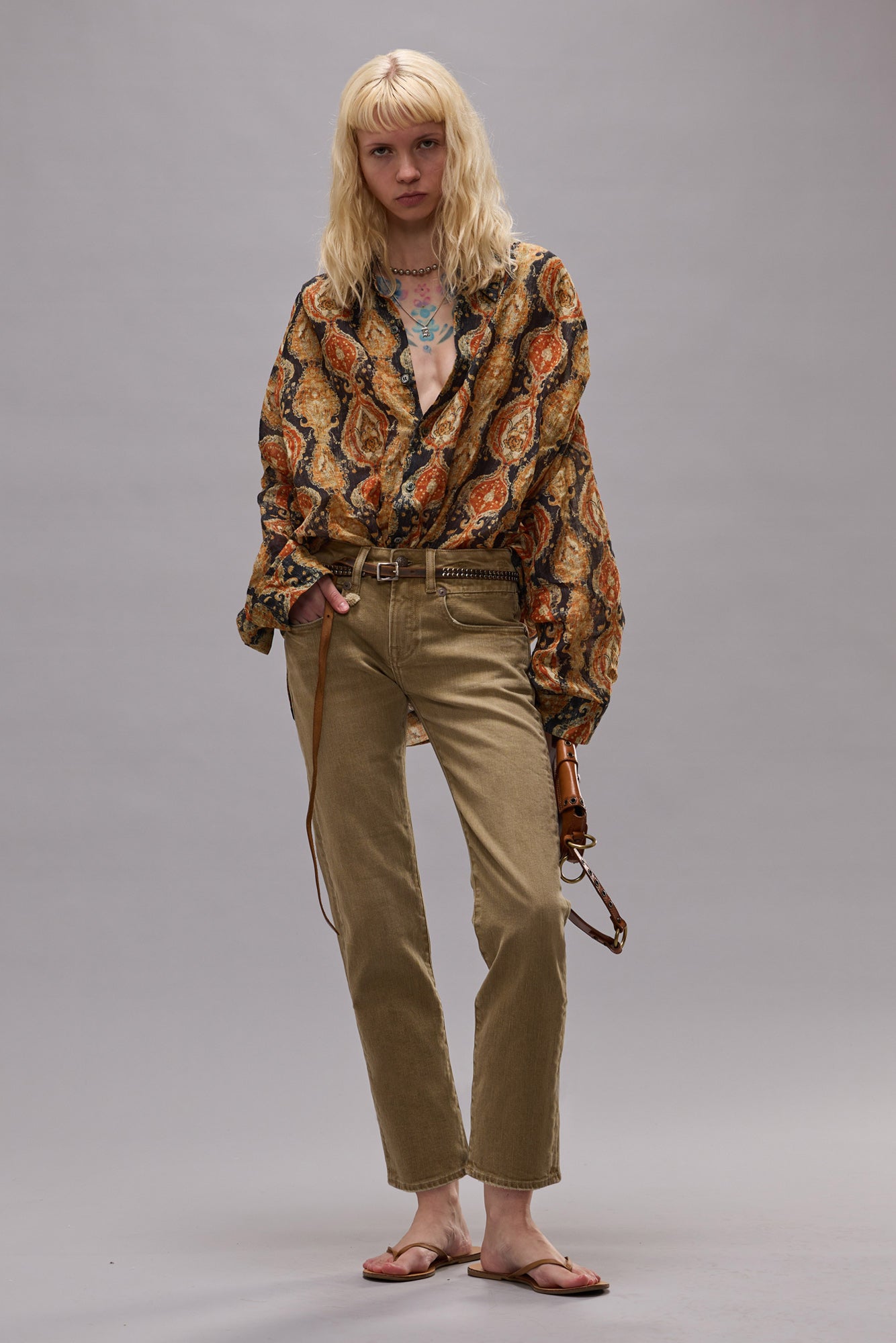 BOY STRAIGHT - OLIVE GREEN HAZE STRETCH - R13