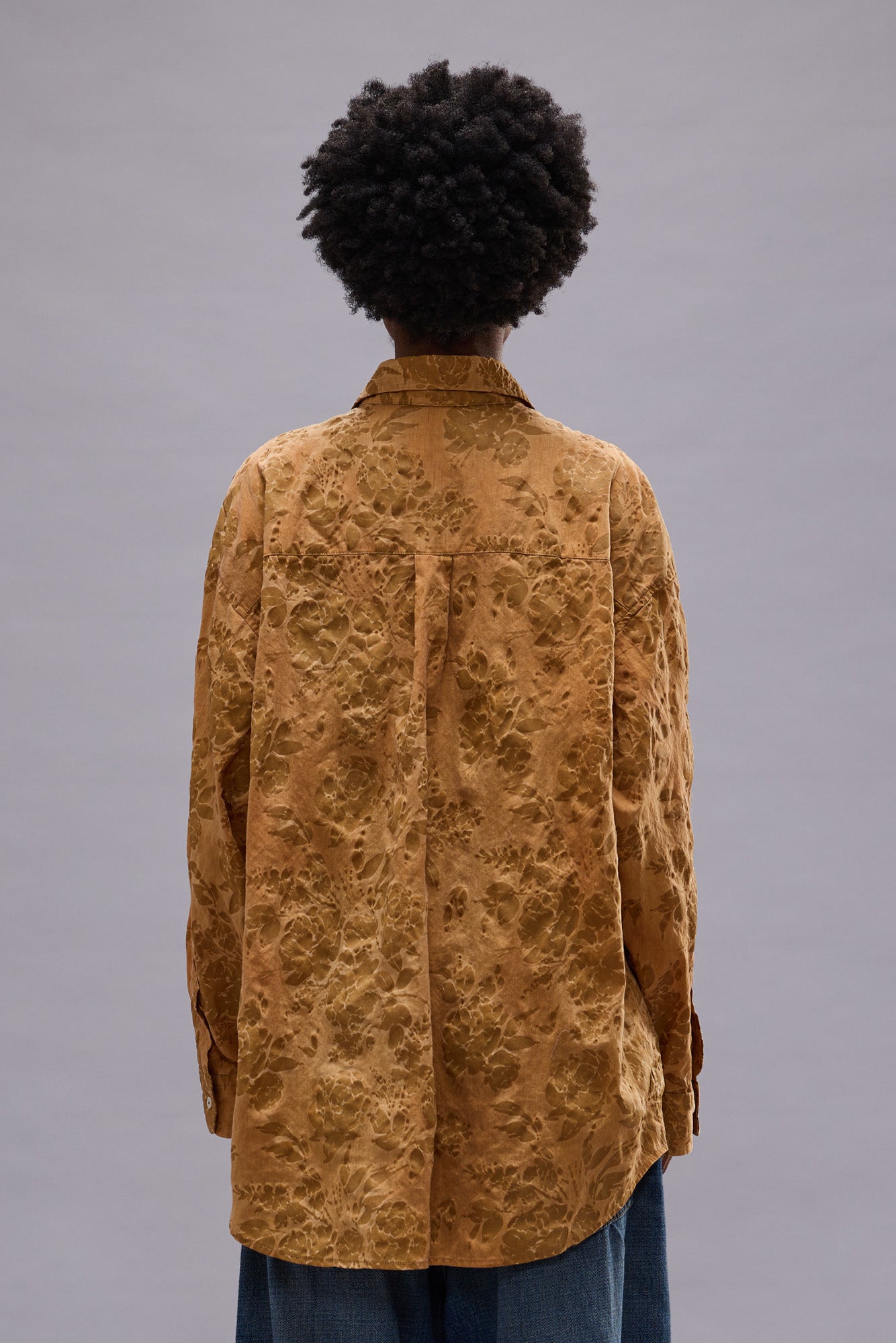 BOYFRIEND BUTTON UP - ORANGE FLORAL - R13