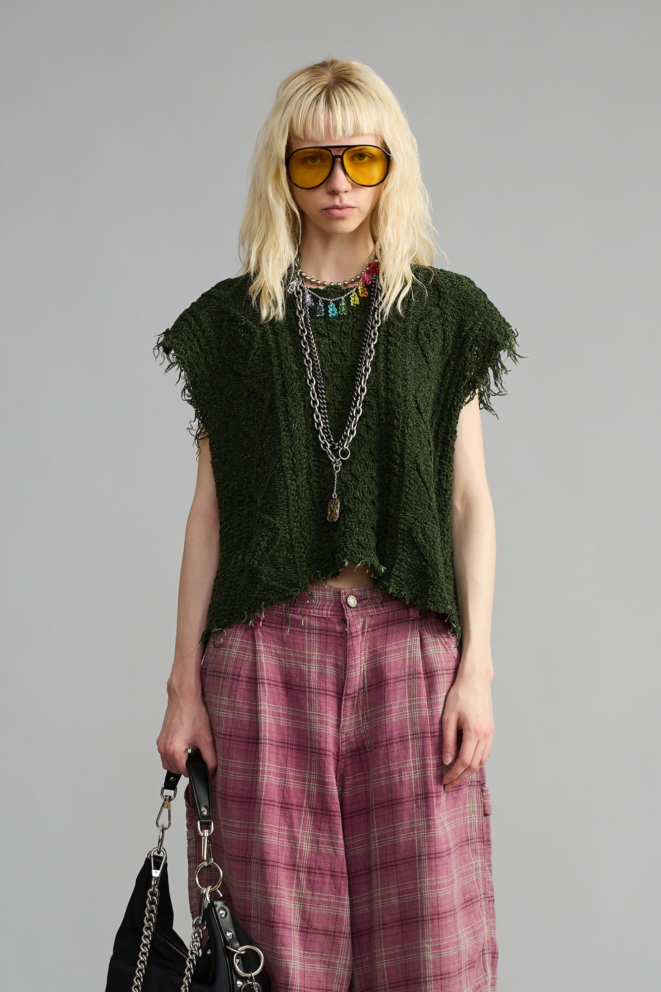 Boyfriend Cable Sweater Vest - Dark Green - R13